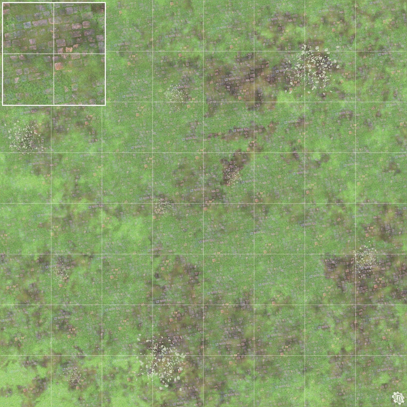 Mats by Mars: Overgrown Cobbles v1.0 Tabletop Wargaming Play Mat