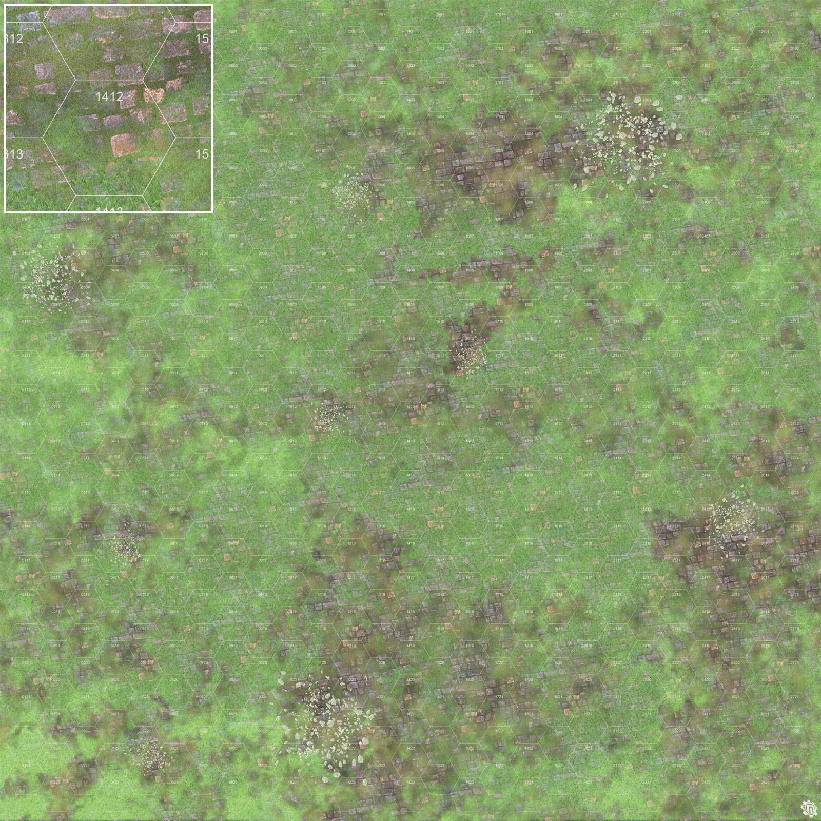 Mats by Mars: Overgrown Cobbles v1.0 Tabletop Wargaming Play Mat