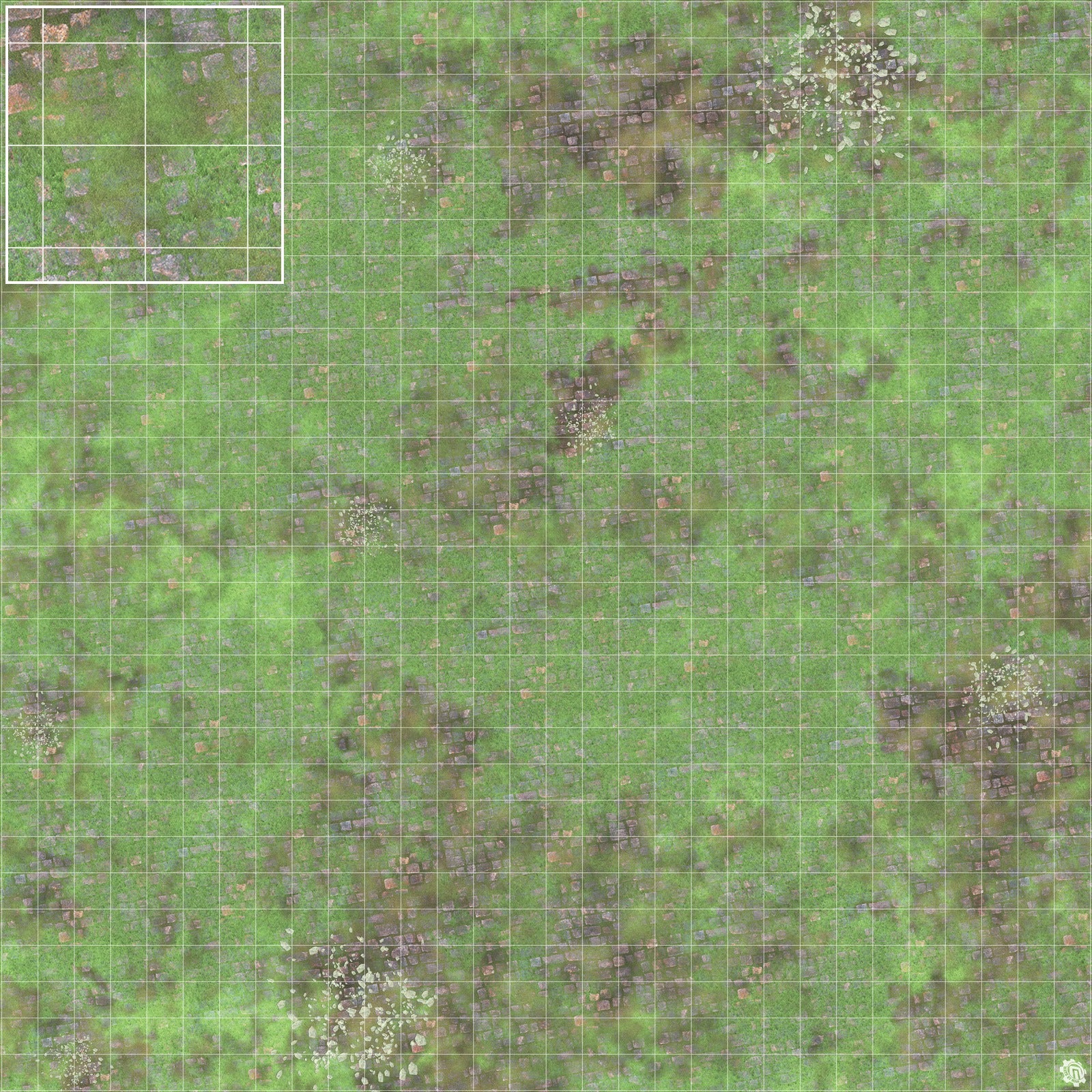 Mats by Mars: Overgrown Cobbles v1.0 Tabletop Wargaming Play Mat