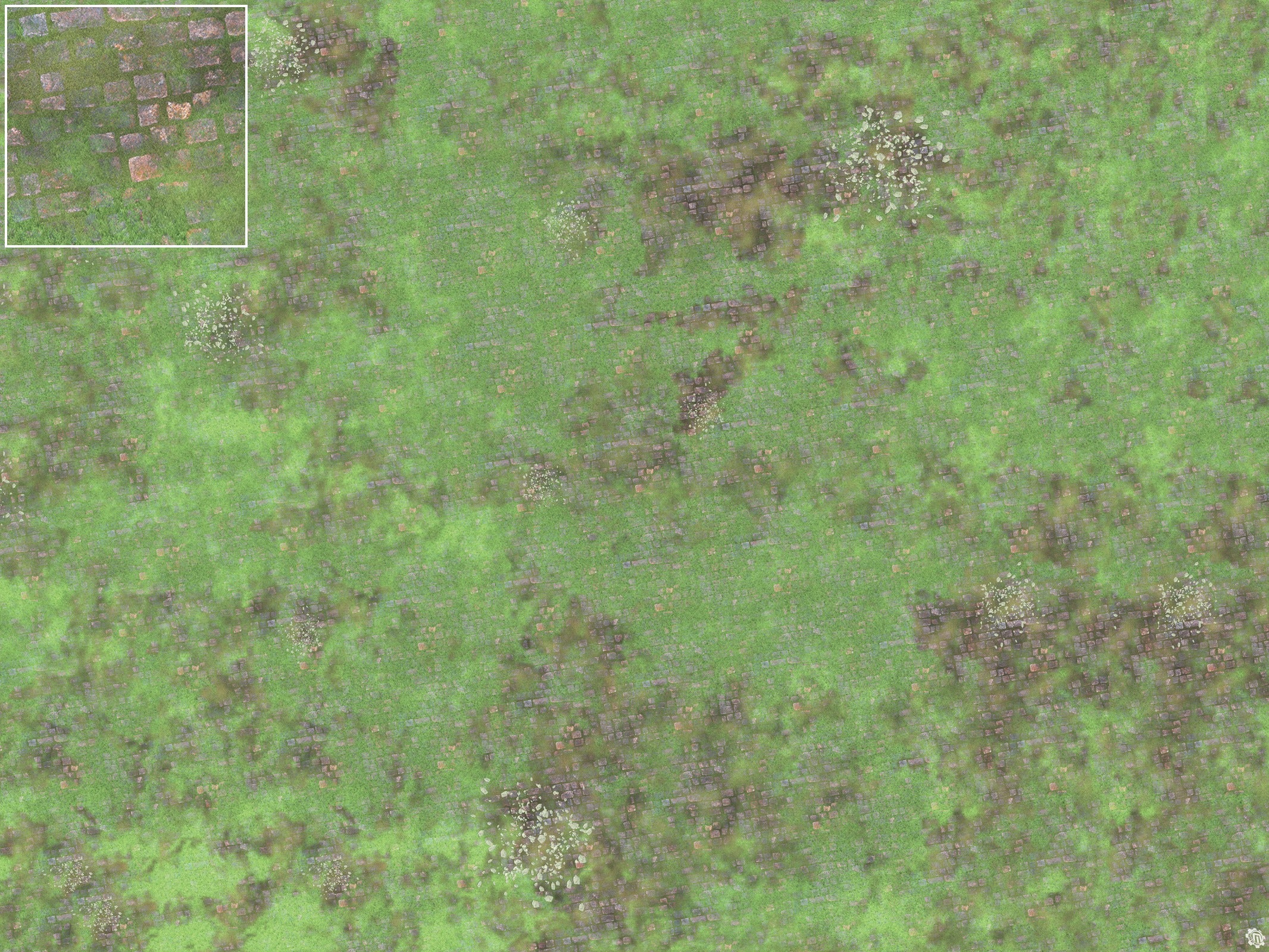 Mats by Mars: Overgrown Cobbles v1.0 Tabletop Wargaming Play Mat