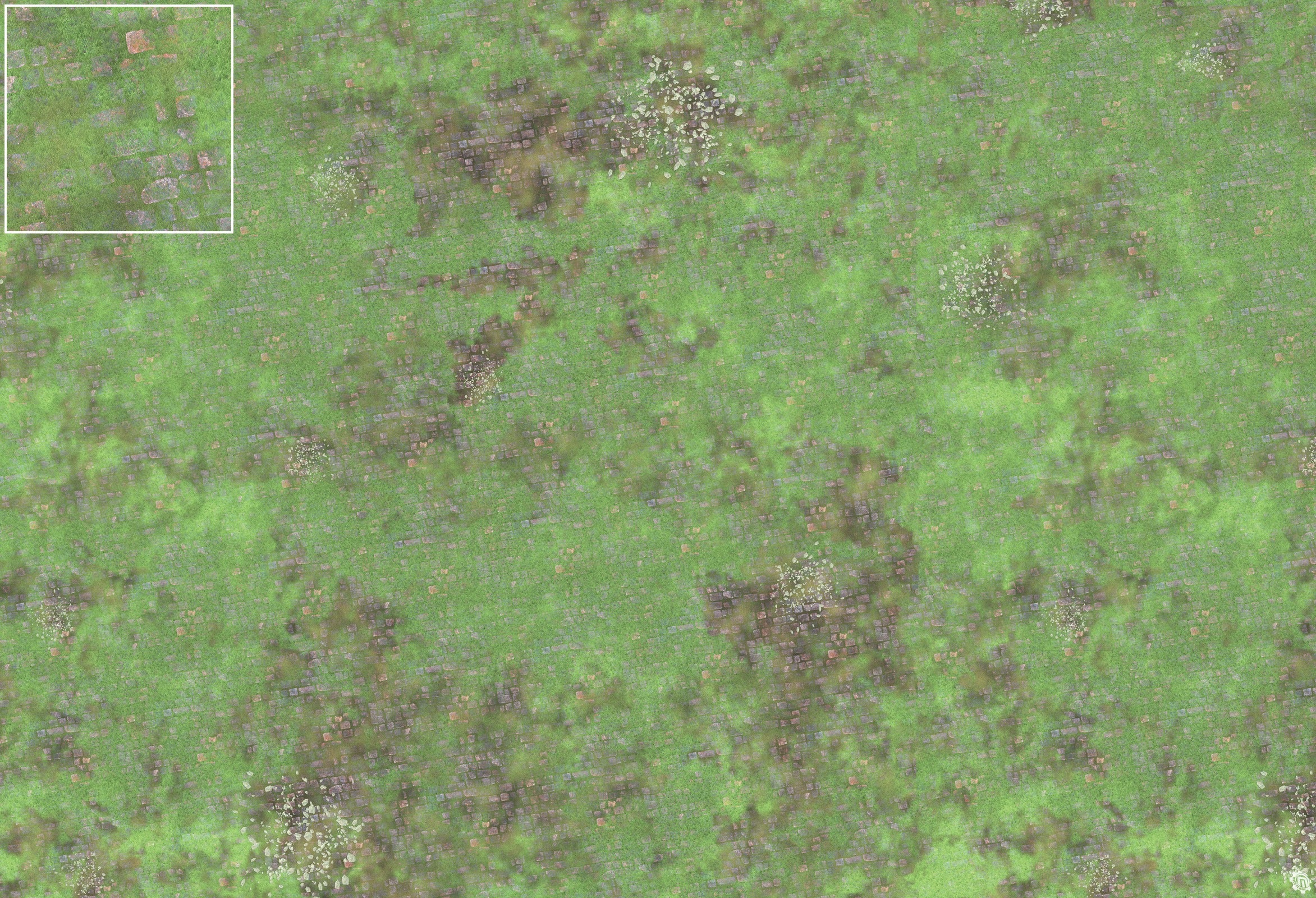 Mats by Mars: Overgrown Cobbles v1.0 Tabletop Wargaming Play Mat