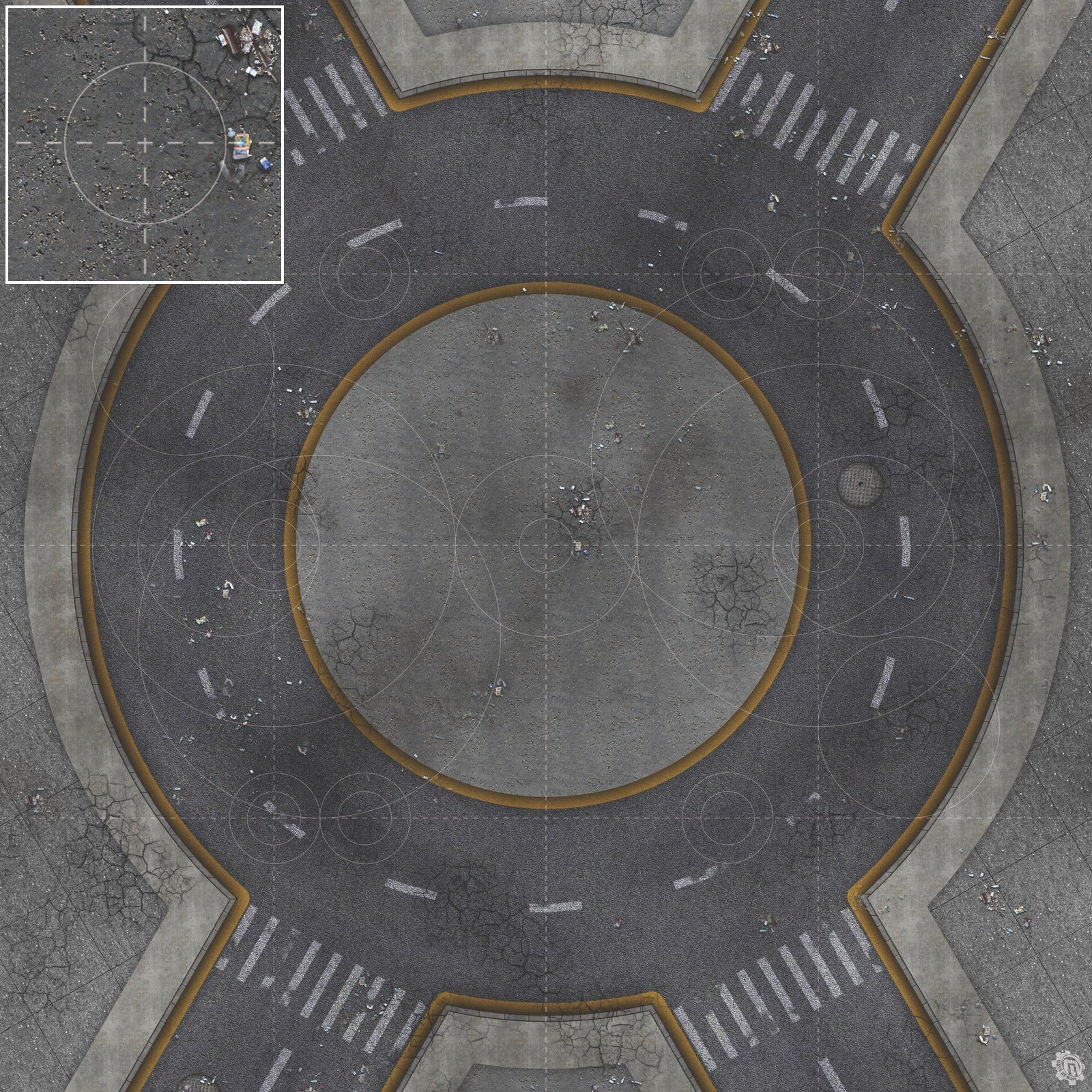 Mats by Mars: Crime Alley (Circle) Tabletop Wargaming Play Mat