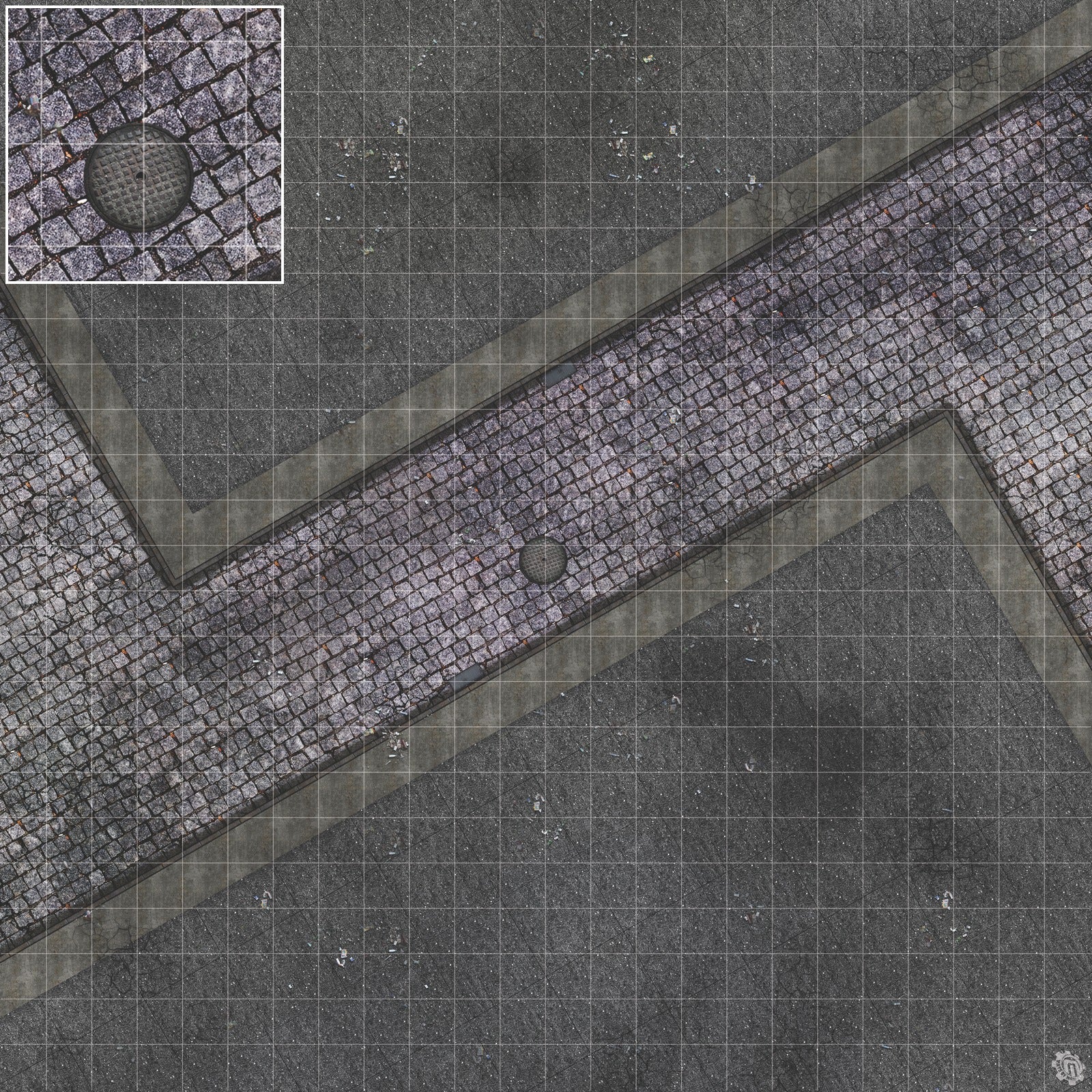 Mats by Mars: Victorian Alley (Intersection) Tabletop Wargaming Play Mat