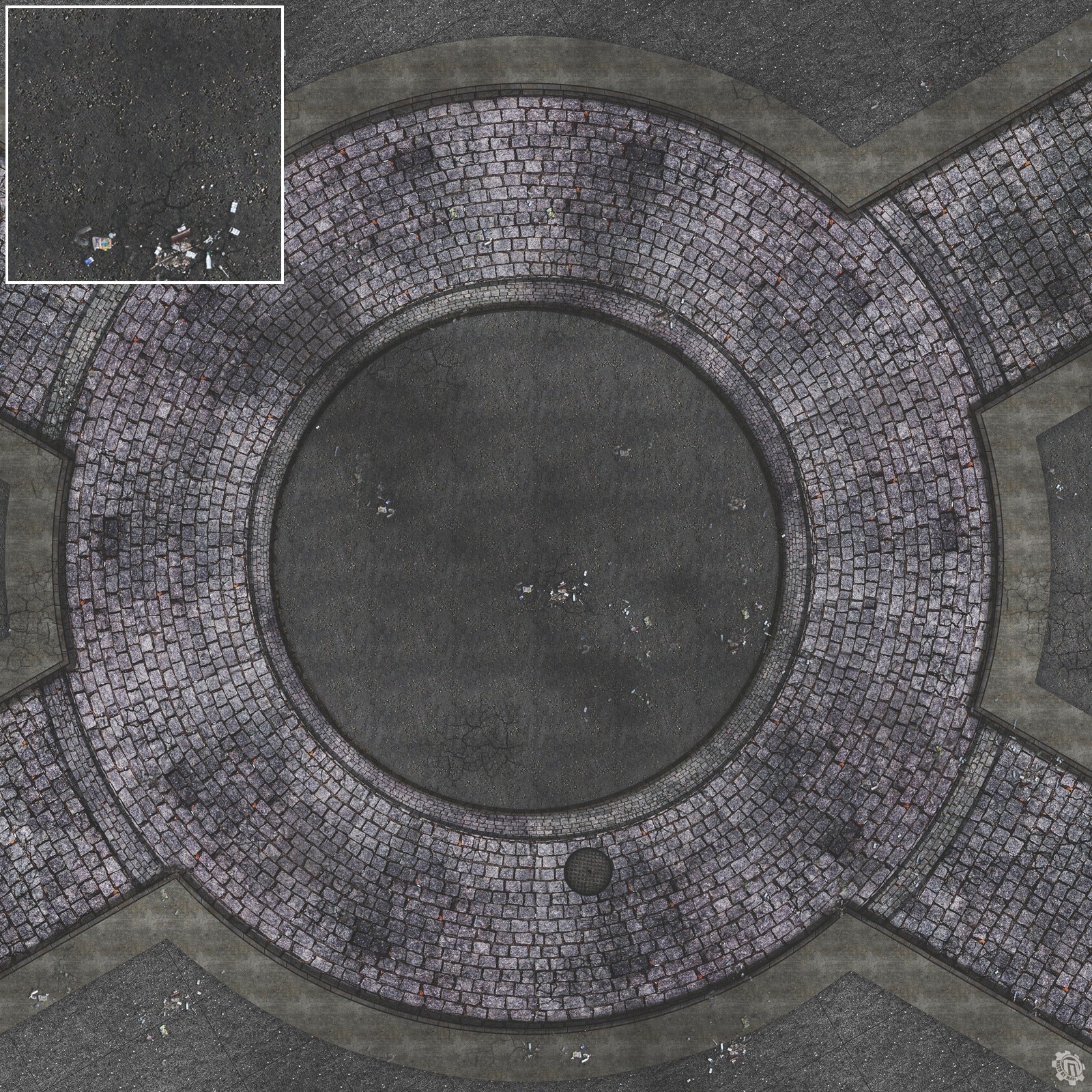 Mats by Mars: Victorian Alley (Circle) Tabletop Wargaming Play Mat