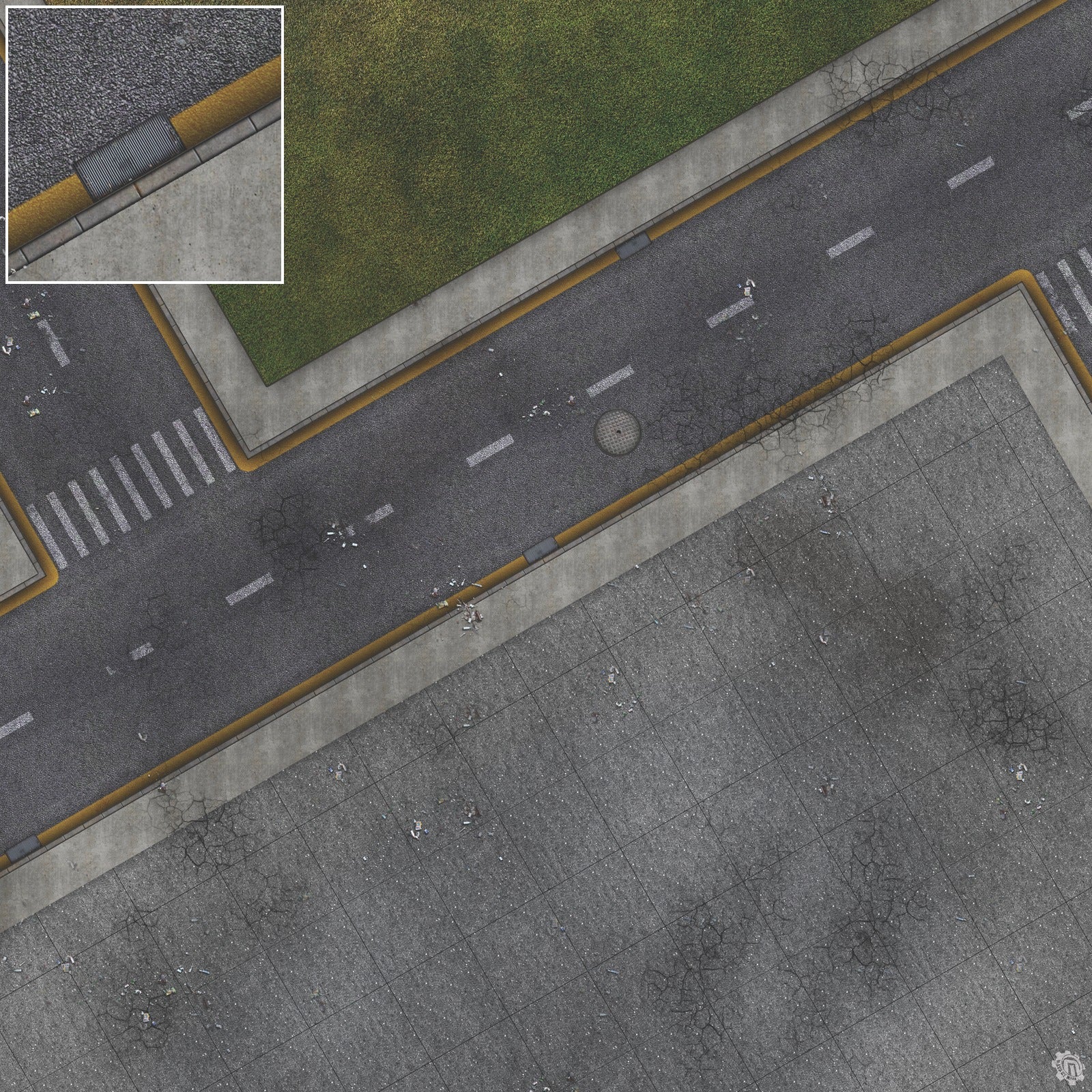 Mats by Mars: Park Avenue (Intersection) Tabletop Wargaming Play Mat