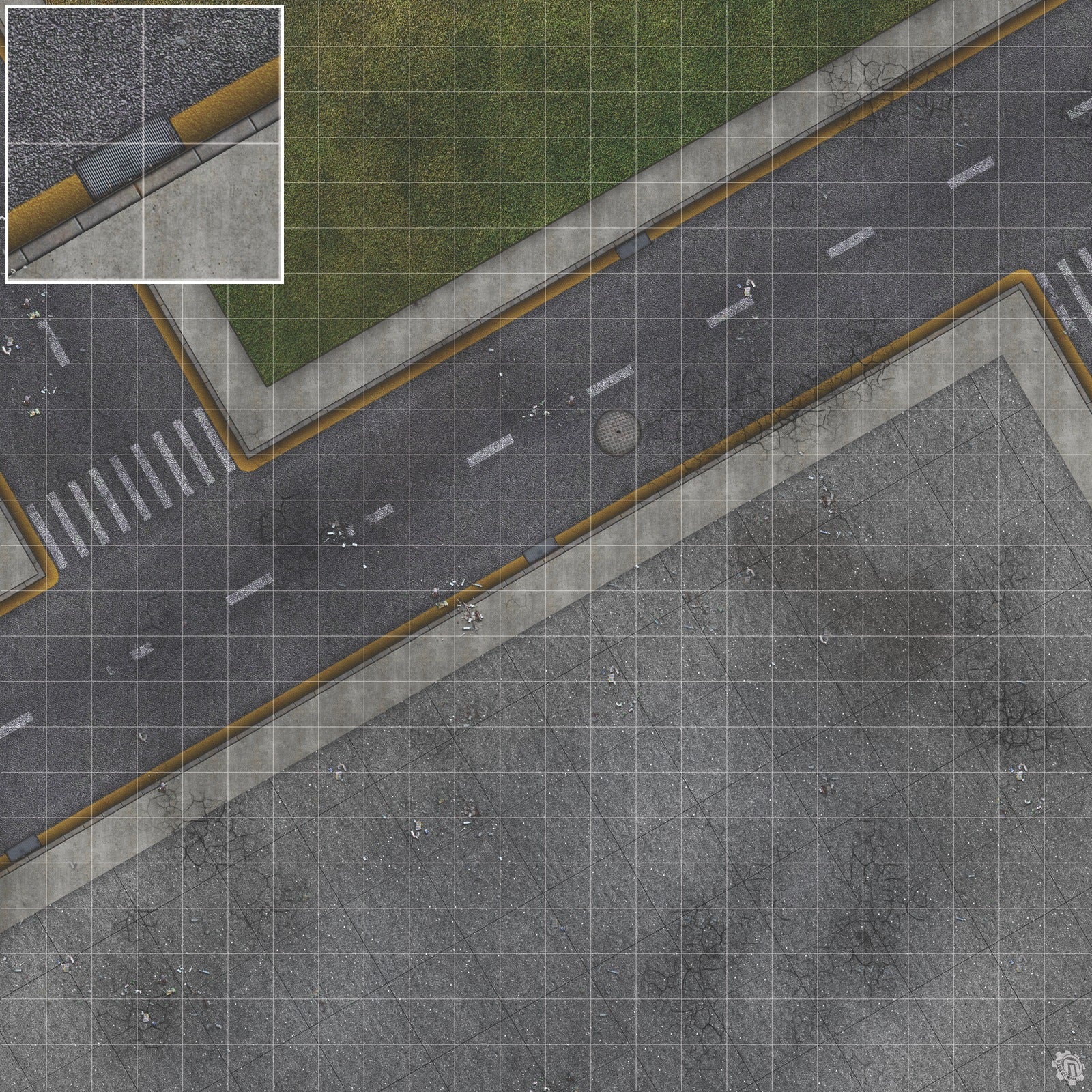 Mats by Mars: Park Avenue (Intersection) Tabletop Wargaming Play Mat
