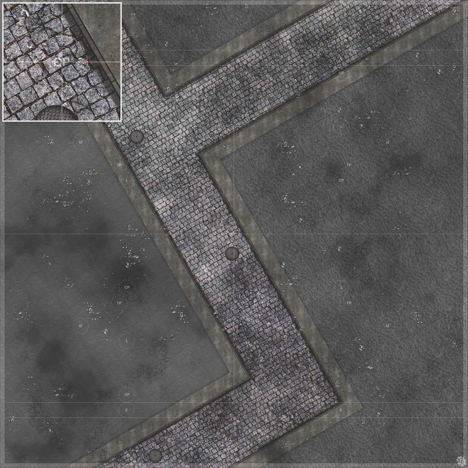Mats by Mars: Victorian Alley (Bend Rd) Tabletop Wargaming Play Mat