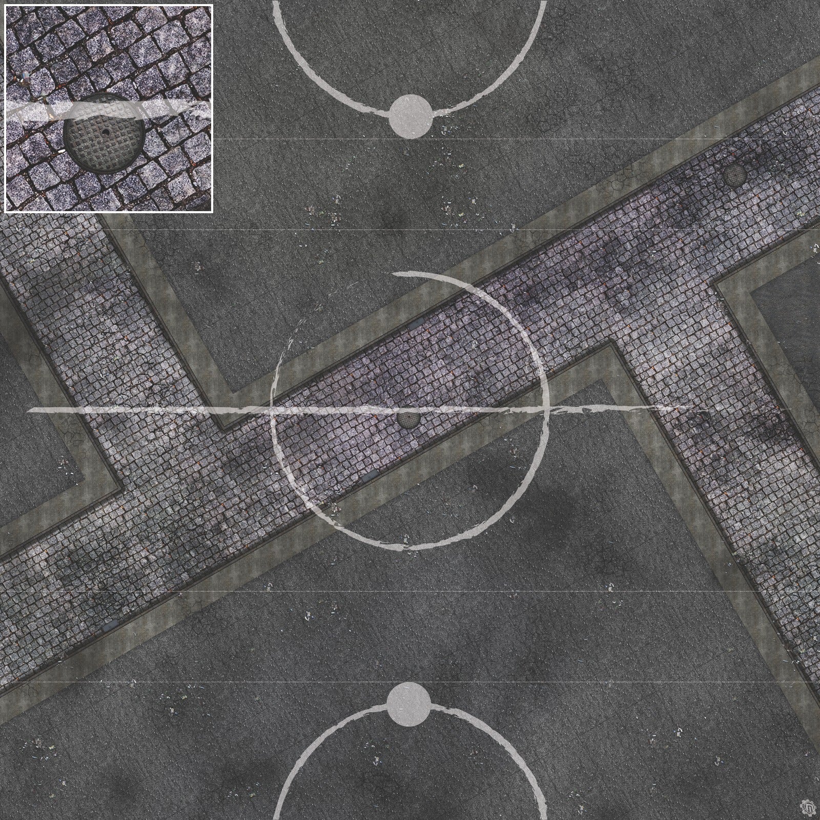 Mats by Mars: Victorian Alley (Intersection) Tabletop Wargaming Play Mat