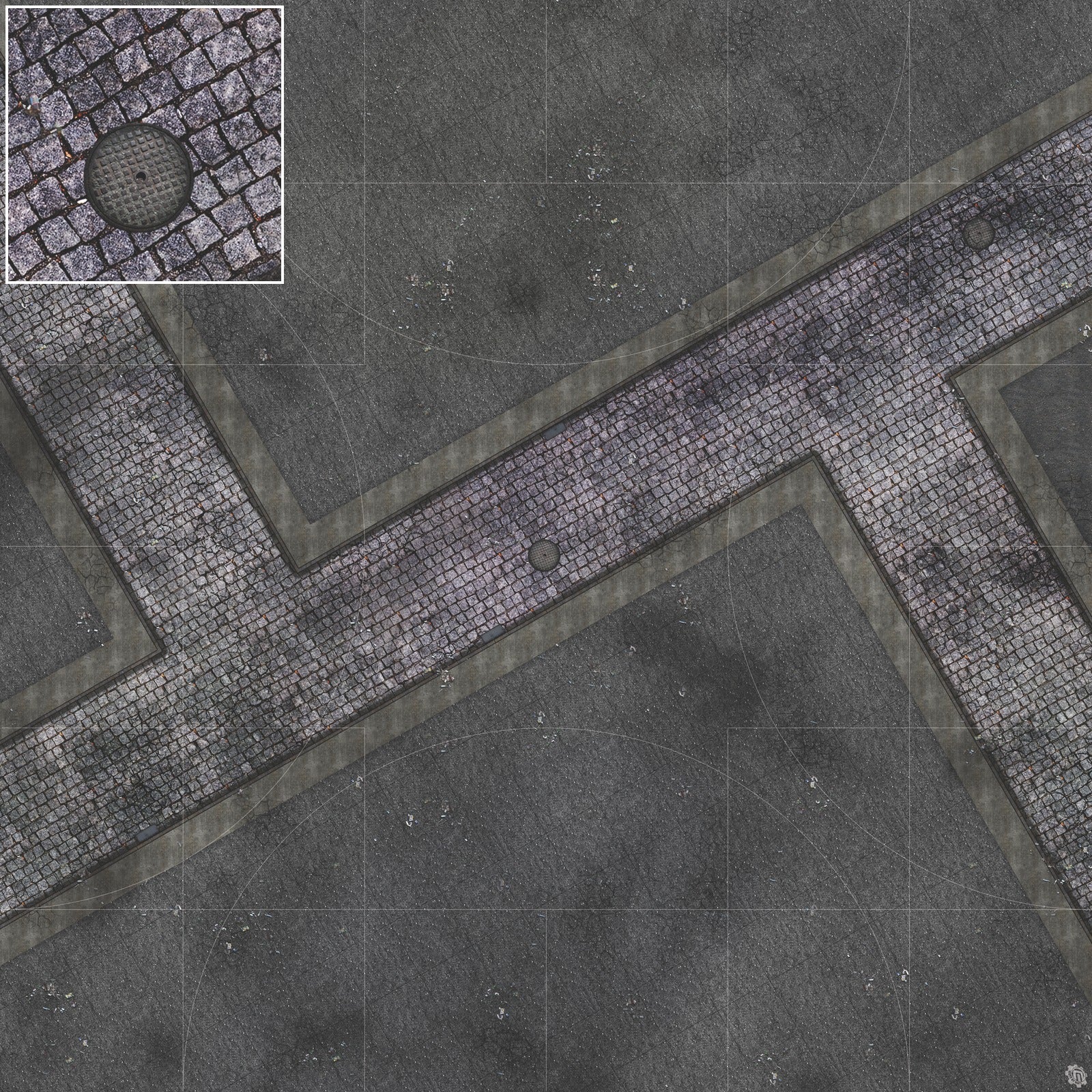 Mats by Mars: Victorian Alley (Intersection) Tabletop Wargaming Play Mat
