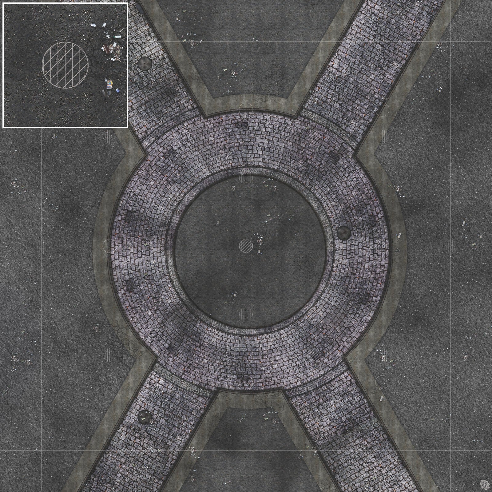 Mats by Mars: Victorian Alley (Circle) Tabletop Wargaming Play Mat