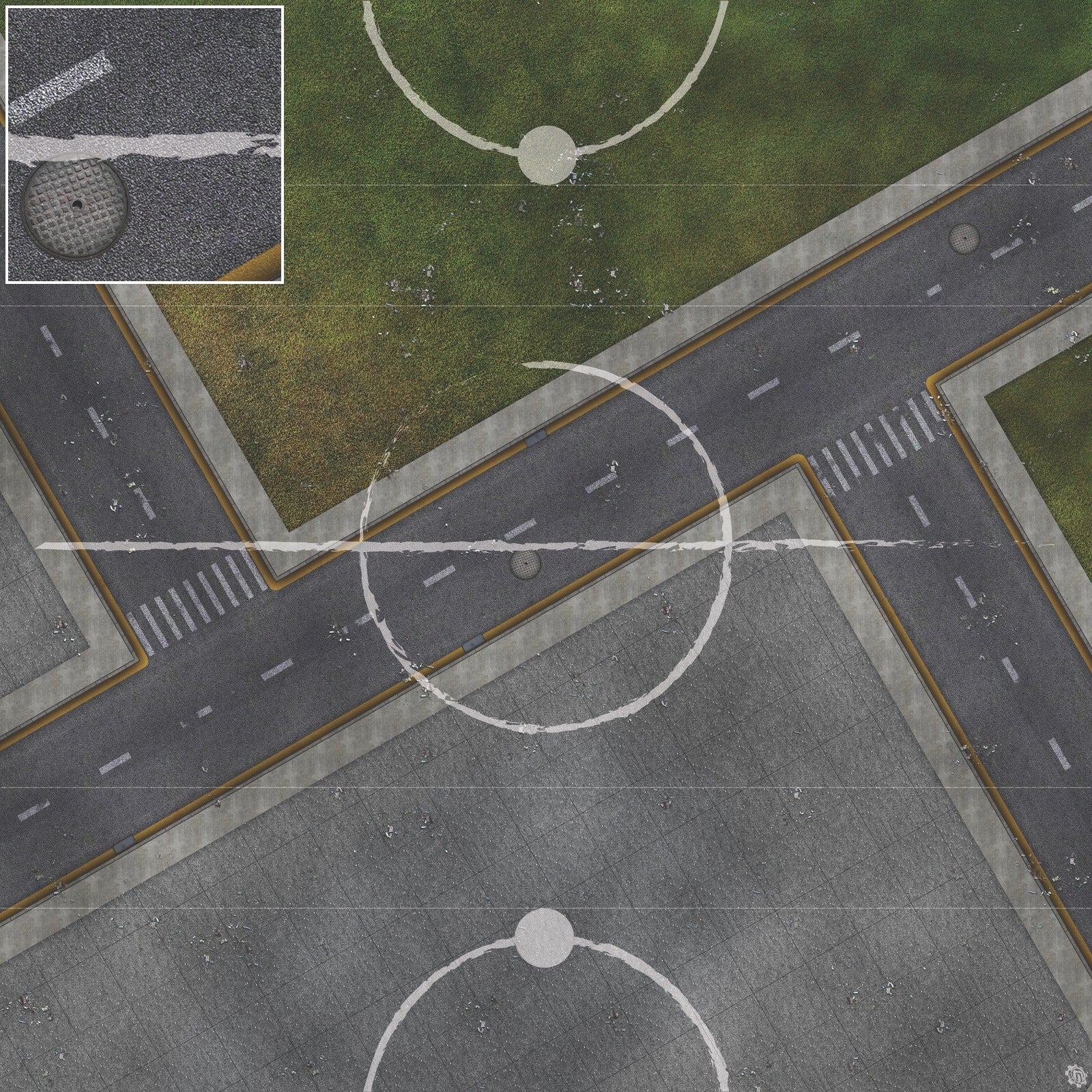 Mats by Mars: Park Avenue (Intersection) Tabletop Wargaming Play Mat
