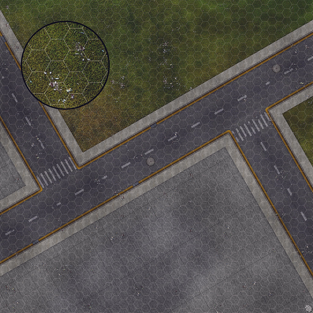 Mats by Mars: Park Avenue (Intersection) Tabletop Wargaming Play Mat