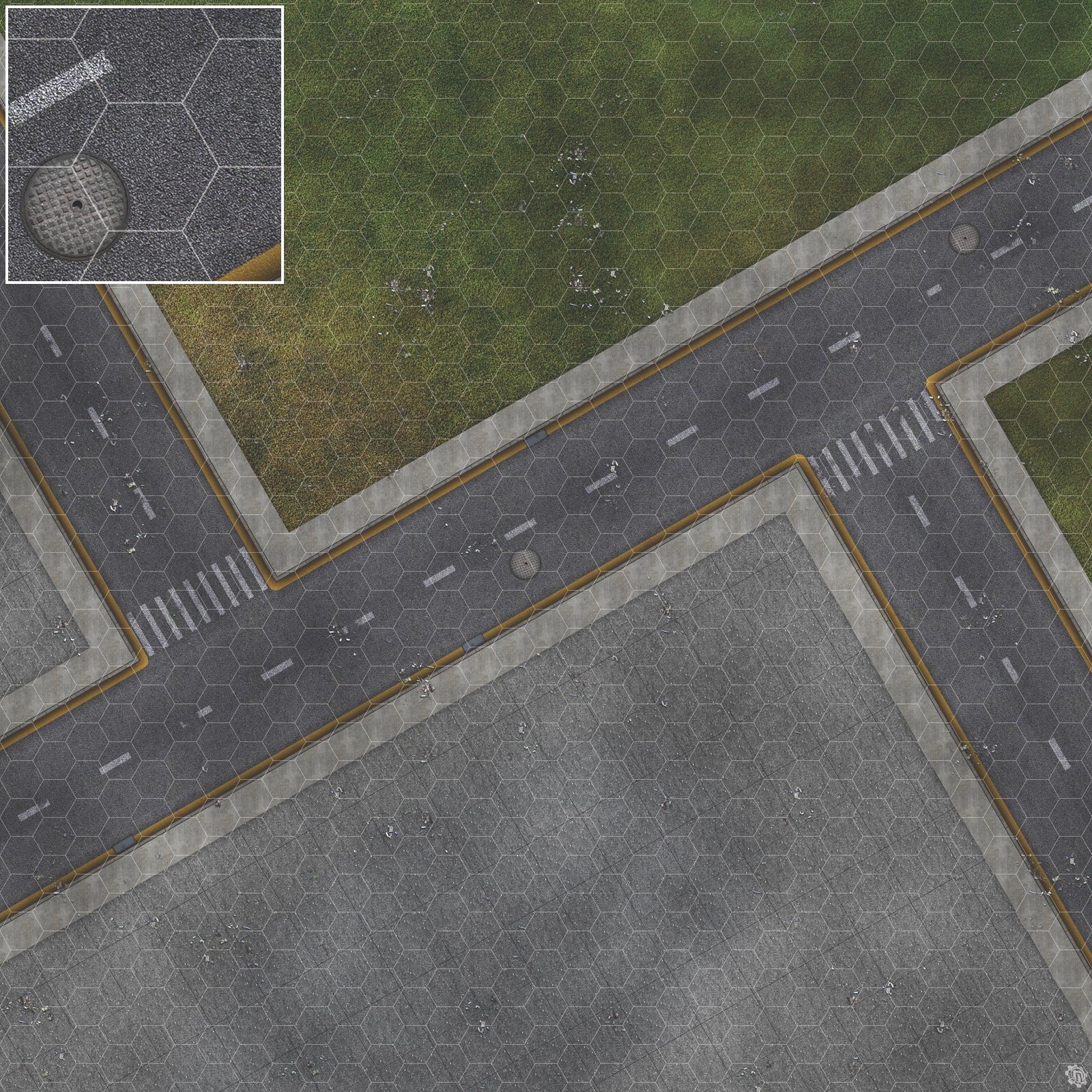 Mats by Mars: Park Avenue (Intersection) Tabletop Wargaming Play Mat