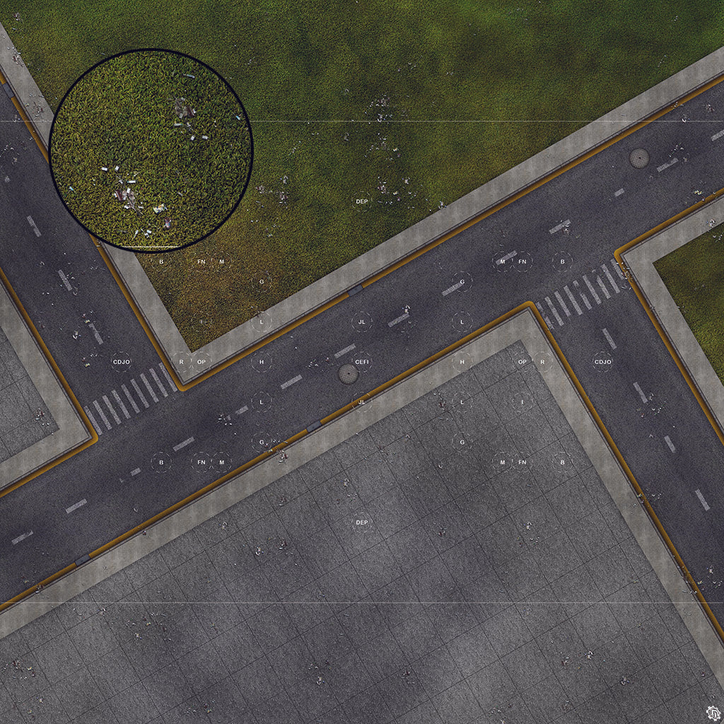 Mats by Mars: Park Avenue (Intersection) Tabletop Wargaming Play Mat