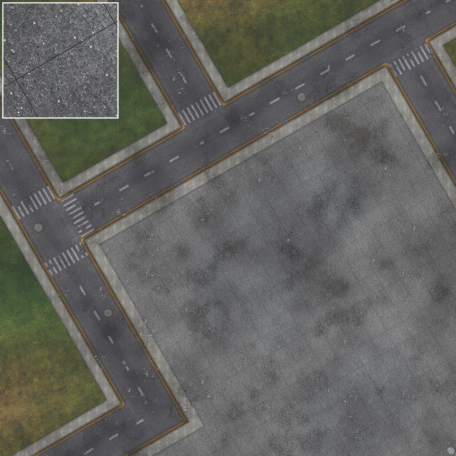 Mats by Mars: Park Avenue (Intersection) Tabletop Wargaming Play Mat