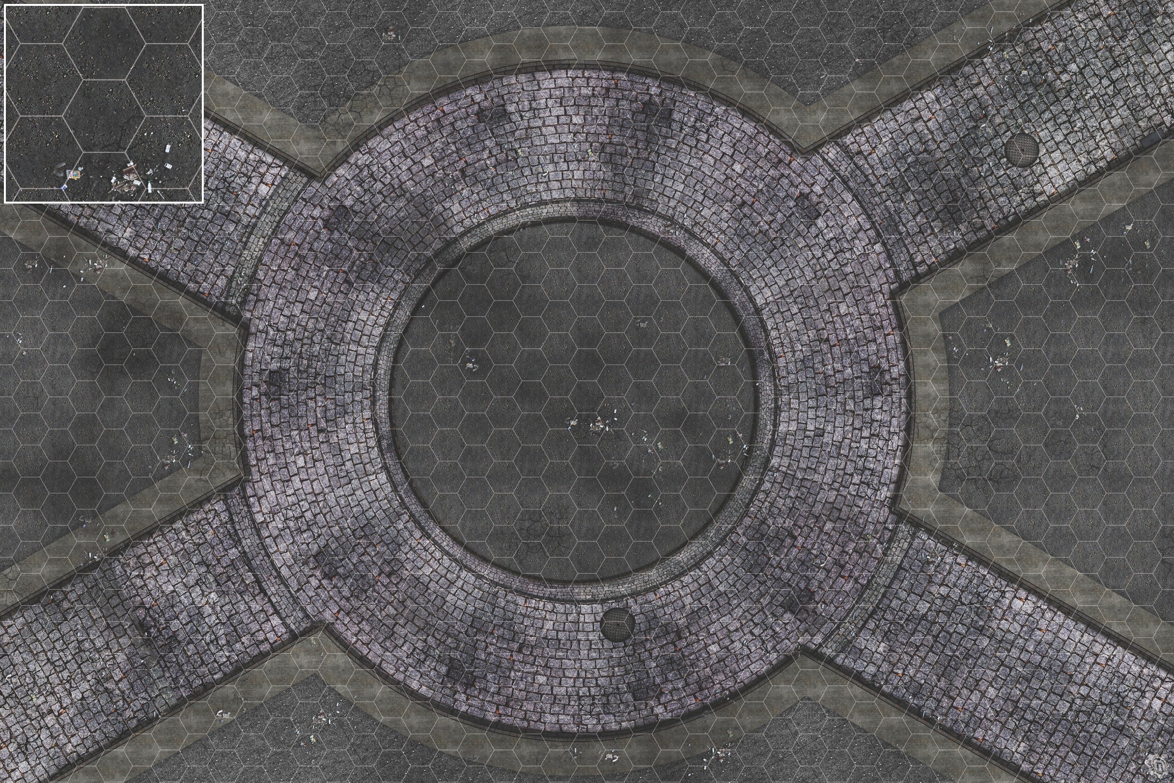 Mats by Mars: Victorian Alley (Circle) Tabletop Wargaming Play Mat