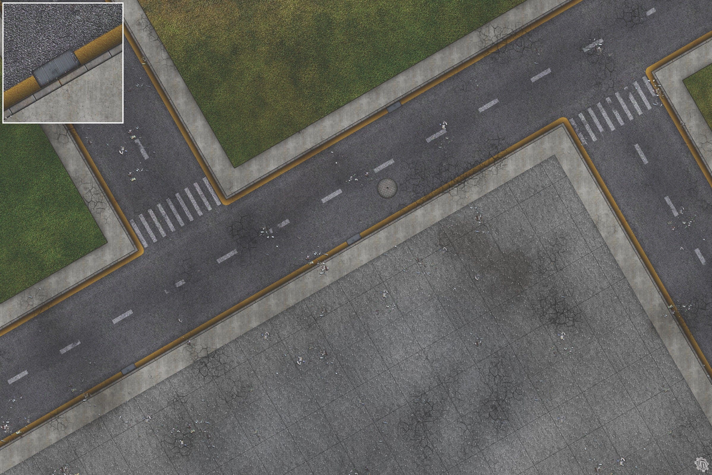 Mats by Mars: Park Avenue (Intersection) Tabletop Wargaming Play Mat