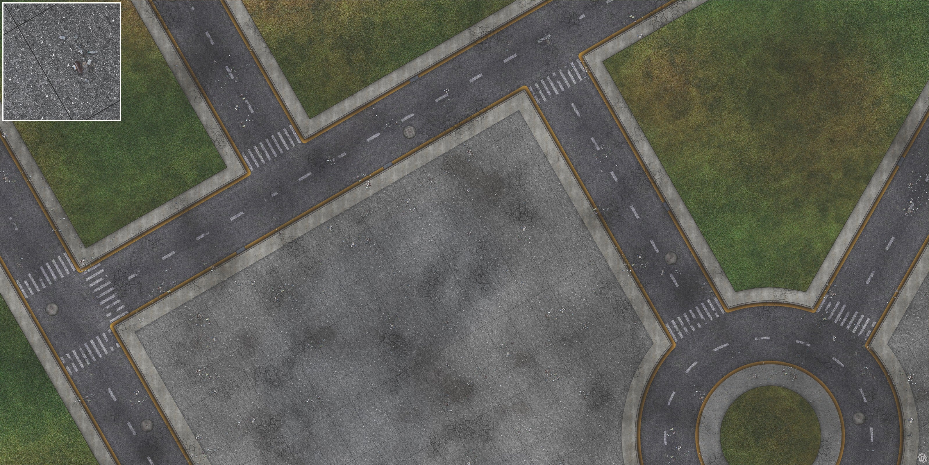 Mats by Mars: Park Avenue (Intersection) Tabletop Wargaming Play Mat