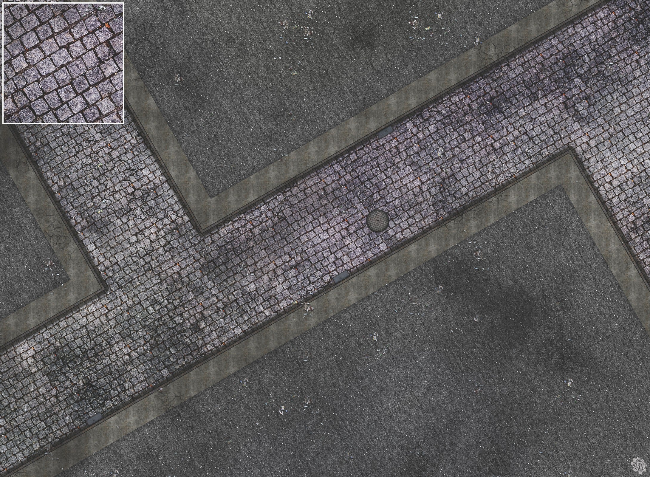 Mats by Mars: Victorian Alley (Intersection) Tabletop Wargaming Play Mat