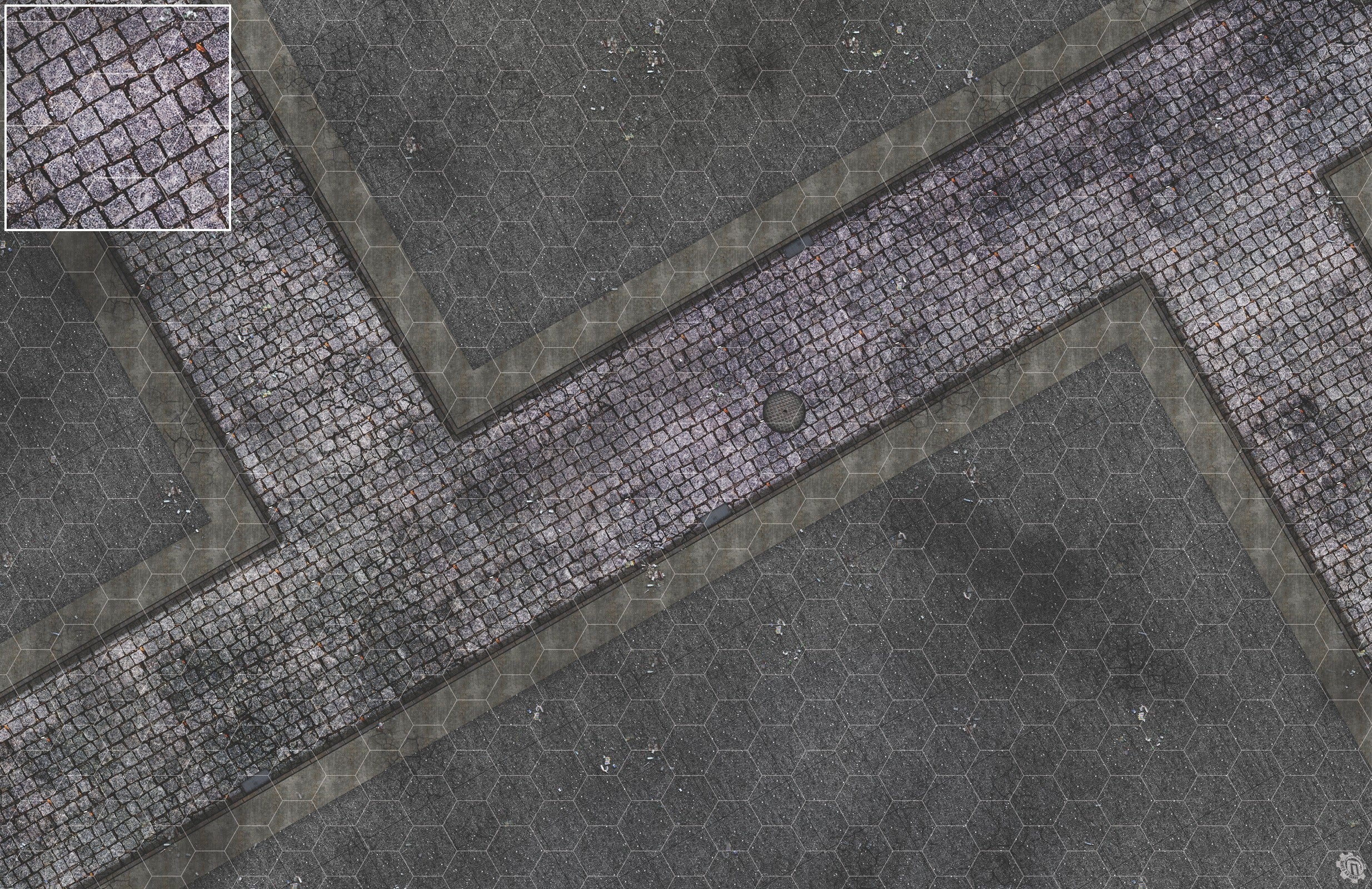 Mats by Mars: Victorian Alley (Intersection) Tabletop Wargaming Play Mat