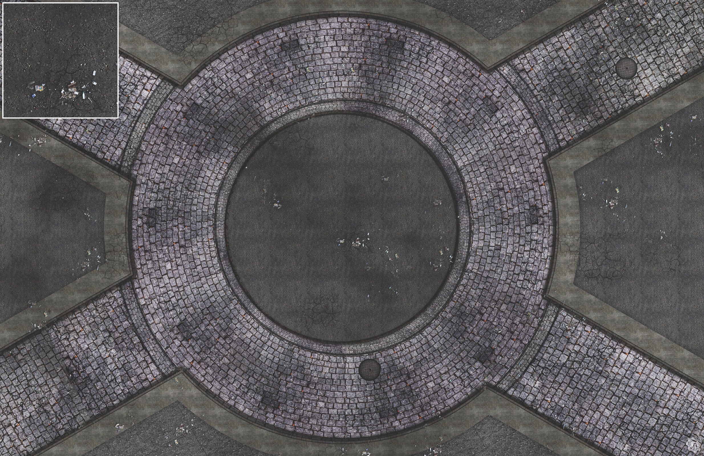 Mats by Mars: Victorian Alley (Circle) Tabletop Wargaming Play Mat