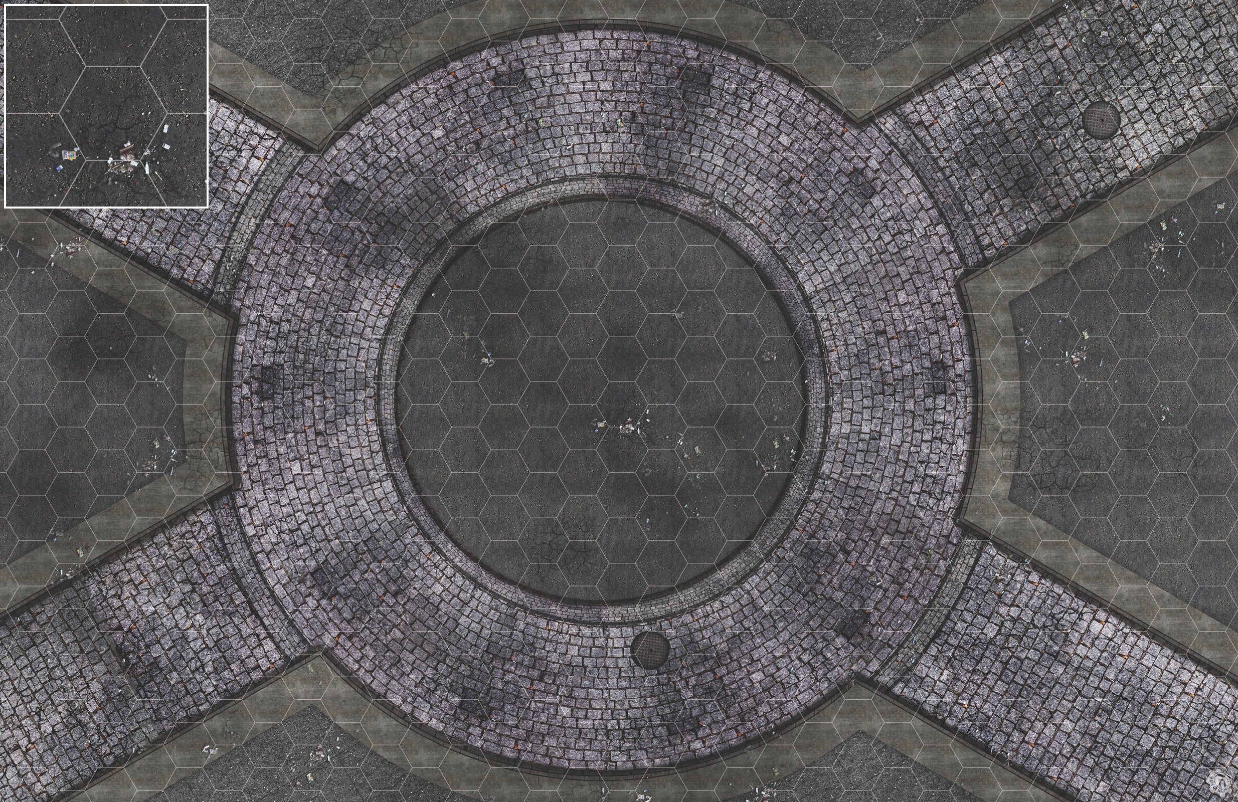 Mats by Mars: Victorian Alley (Circle) Tabletop Wargaming Play Mat