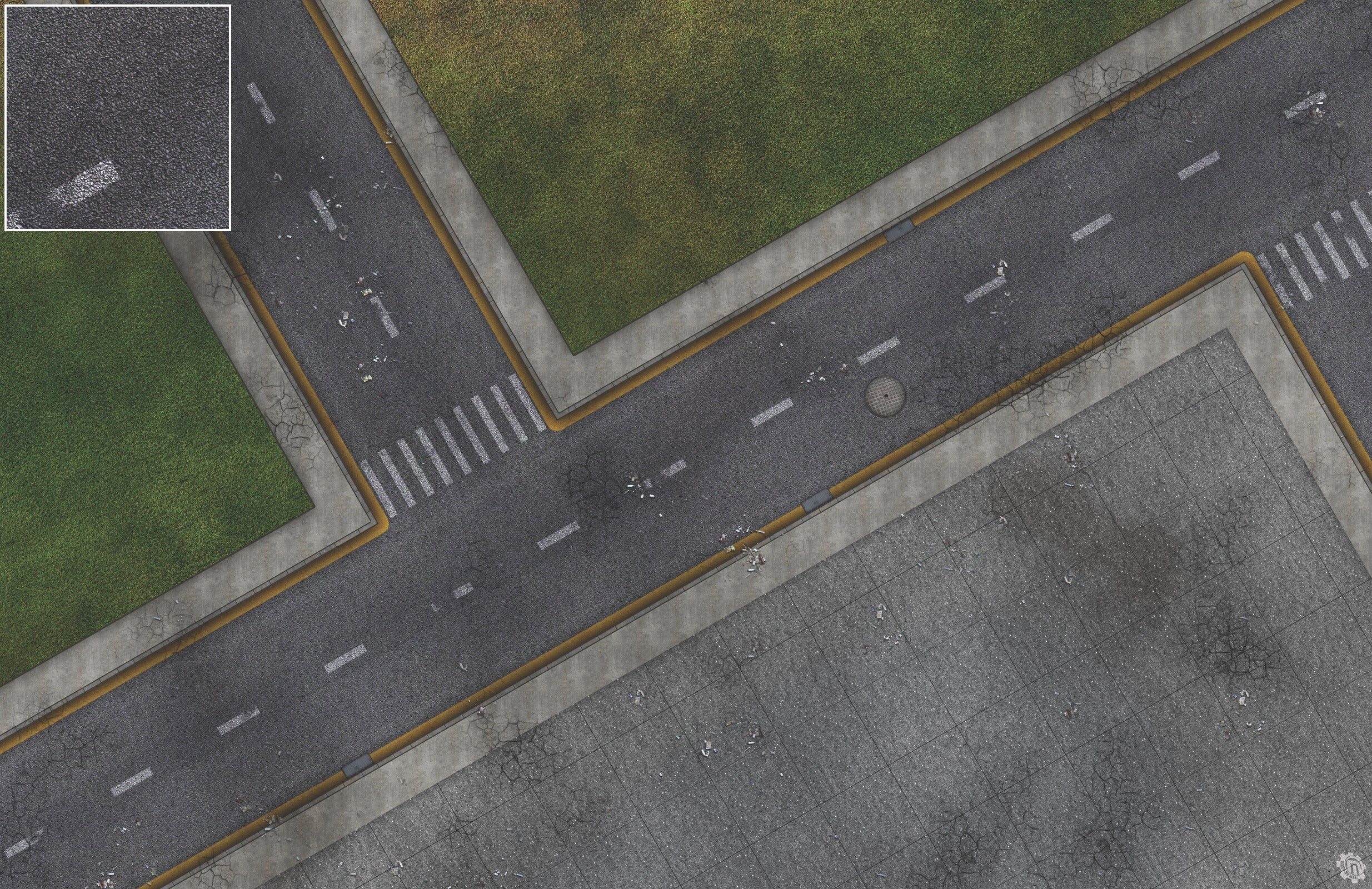Mats by Mars: Park Avenue (Intersection) Tabletop Wargaming Play Mat