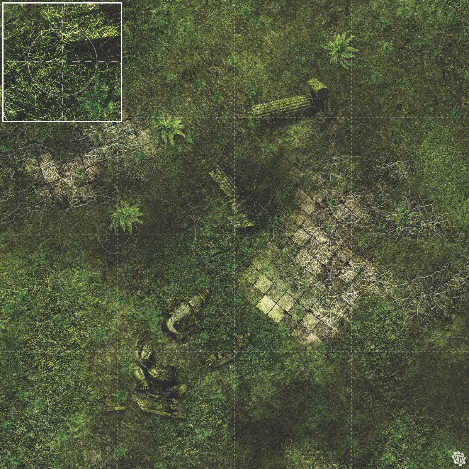 Mats by Mars: Forgotten Temple (Plaza) Tabletop Wargaming Play Mat