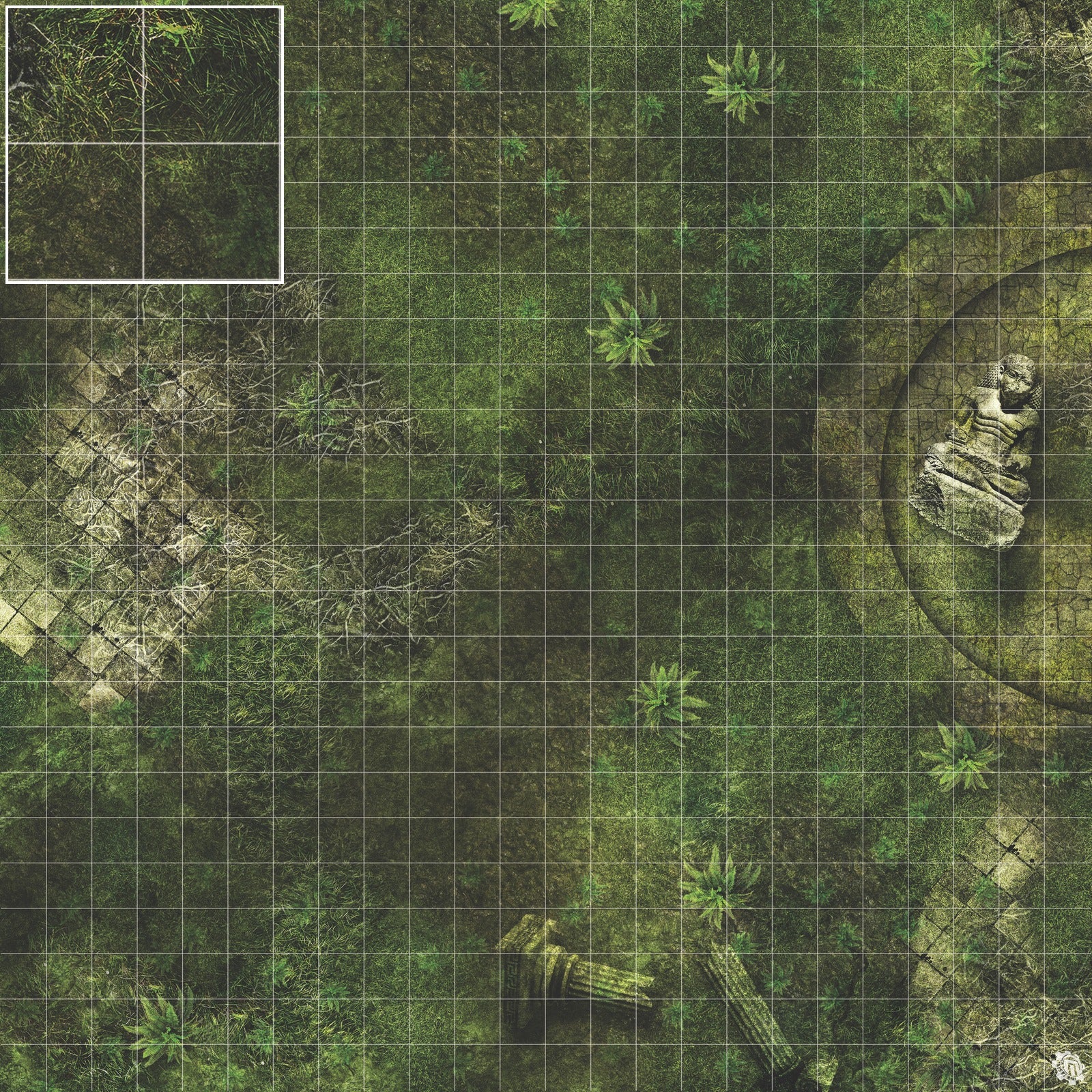 Mats by Mars: Forgotten Temple (Basin) Tabletop Wargaming Play Mat