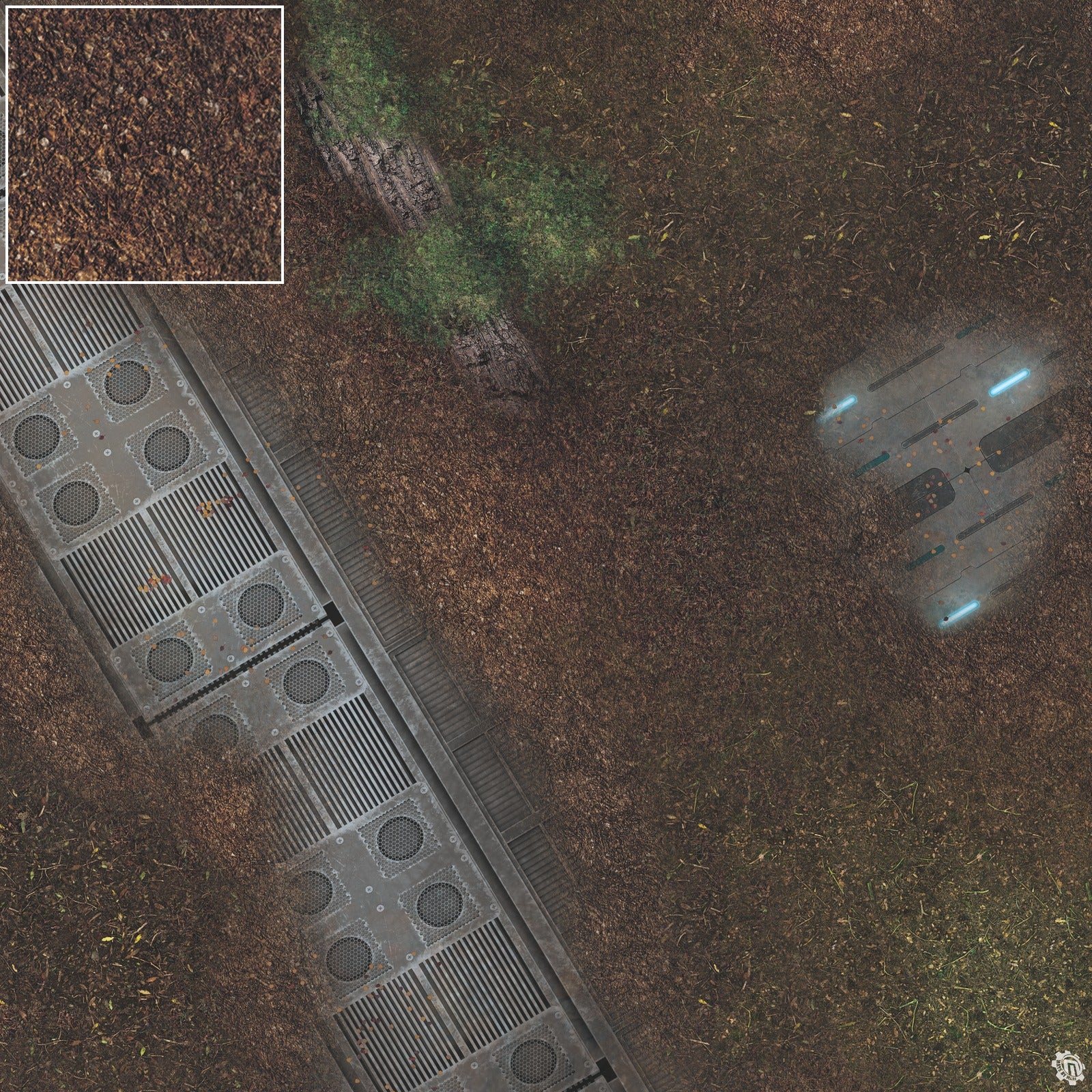 Mats by Mars: Hidden Outpost (Blue) Tabletop Wargaming Play Mat