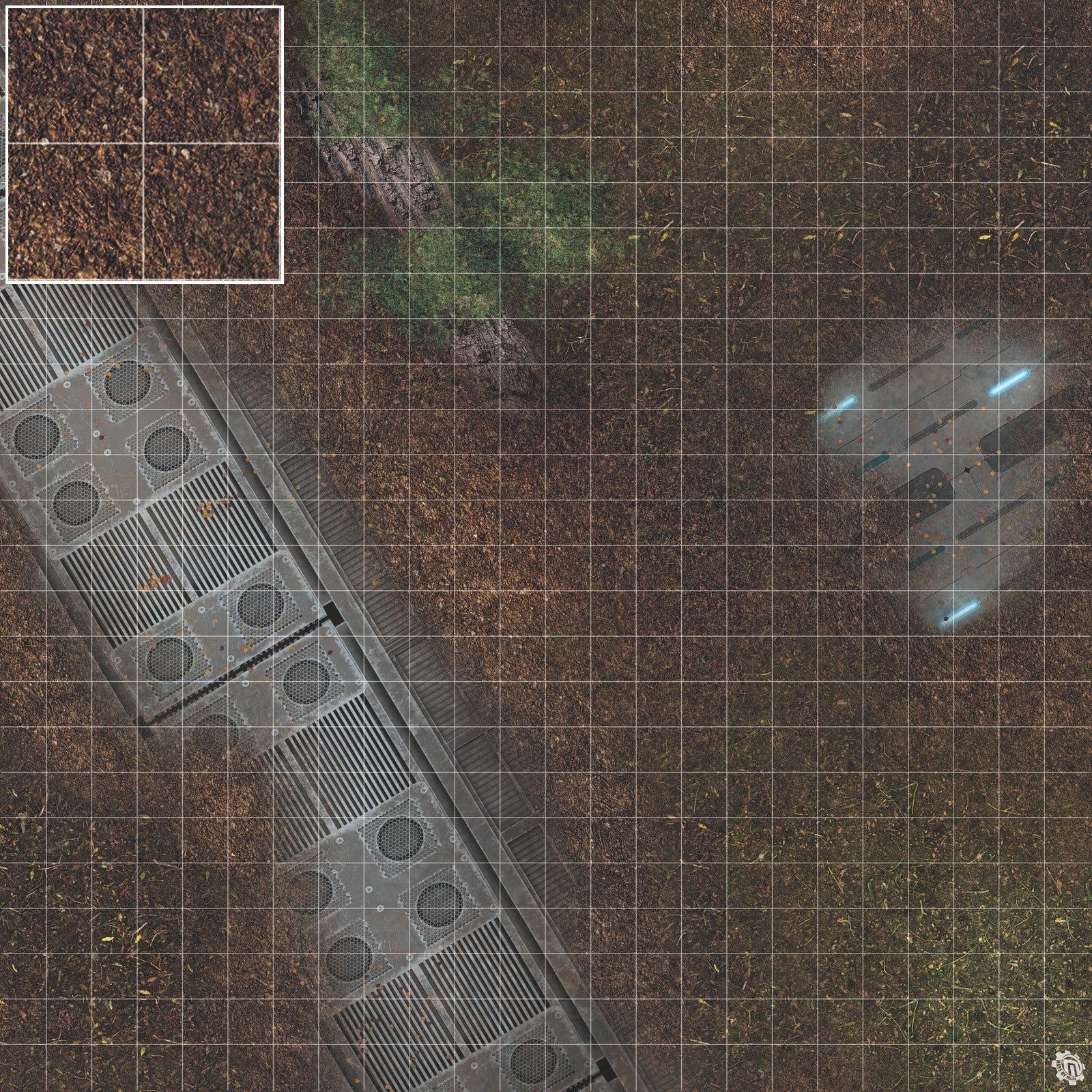 Mats by Mars: Hidden Outpost (Blue) Tabletop Wargaming Play Mat