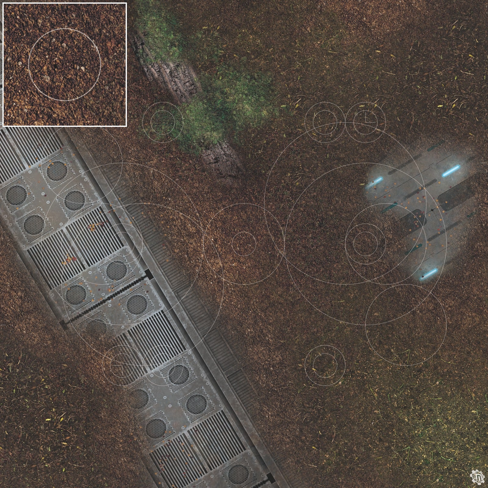 Mats by Mars: Hidden Outpost (Blue) Tabletop Wargaming Play Mat