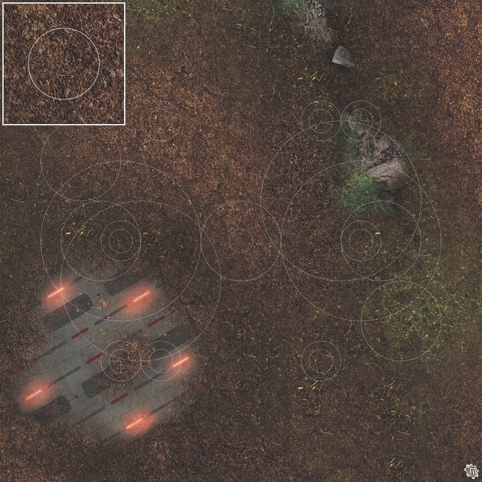 Mats by Mars: Hidden Outpost (Red) Tabletop Wargaming Play Mat