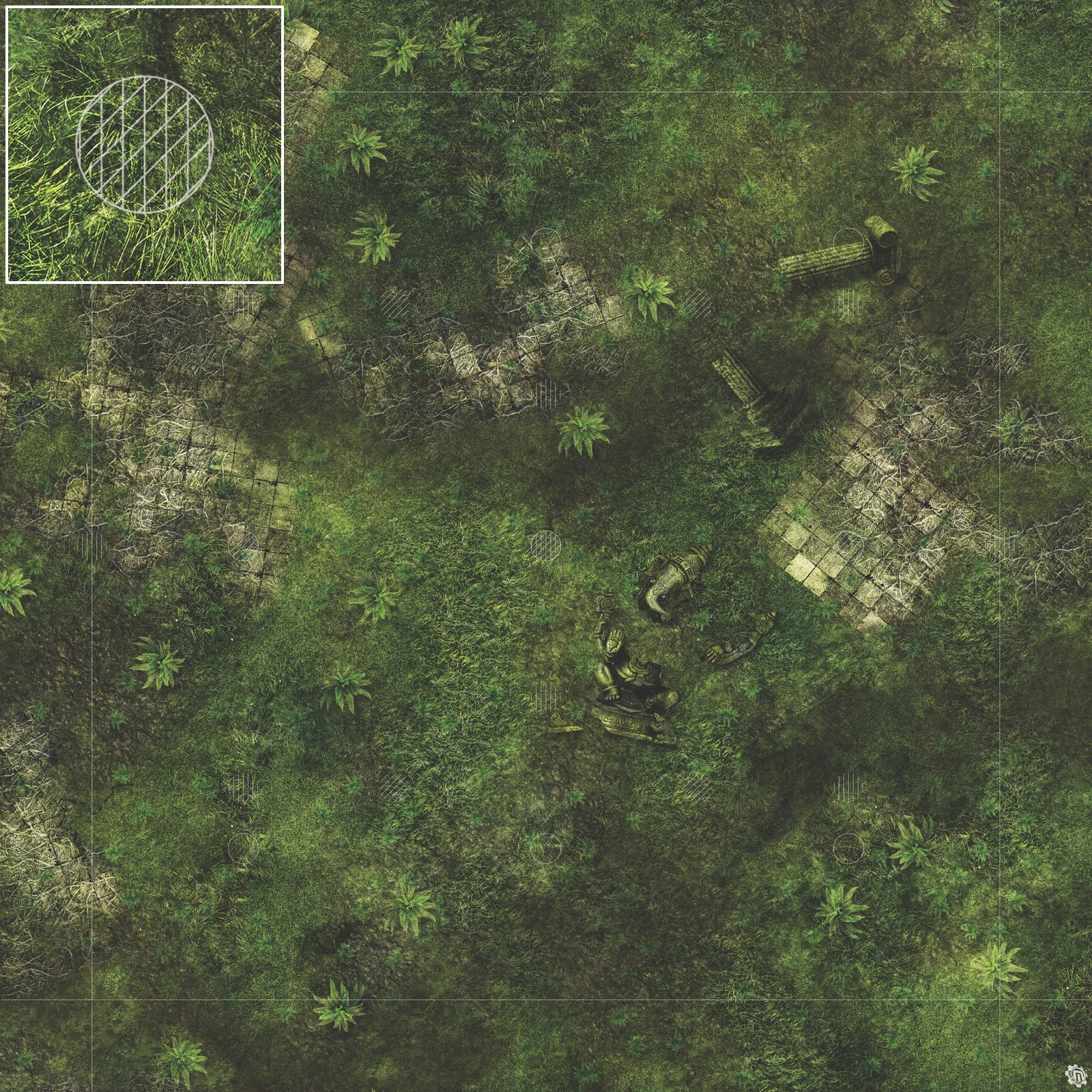 Mats by Mars: Forgotten Temple (Plaza) Tabletop Wargaming Play Mat