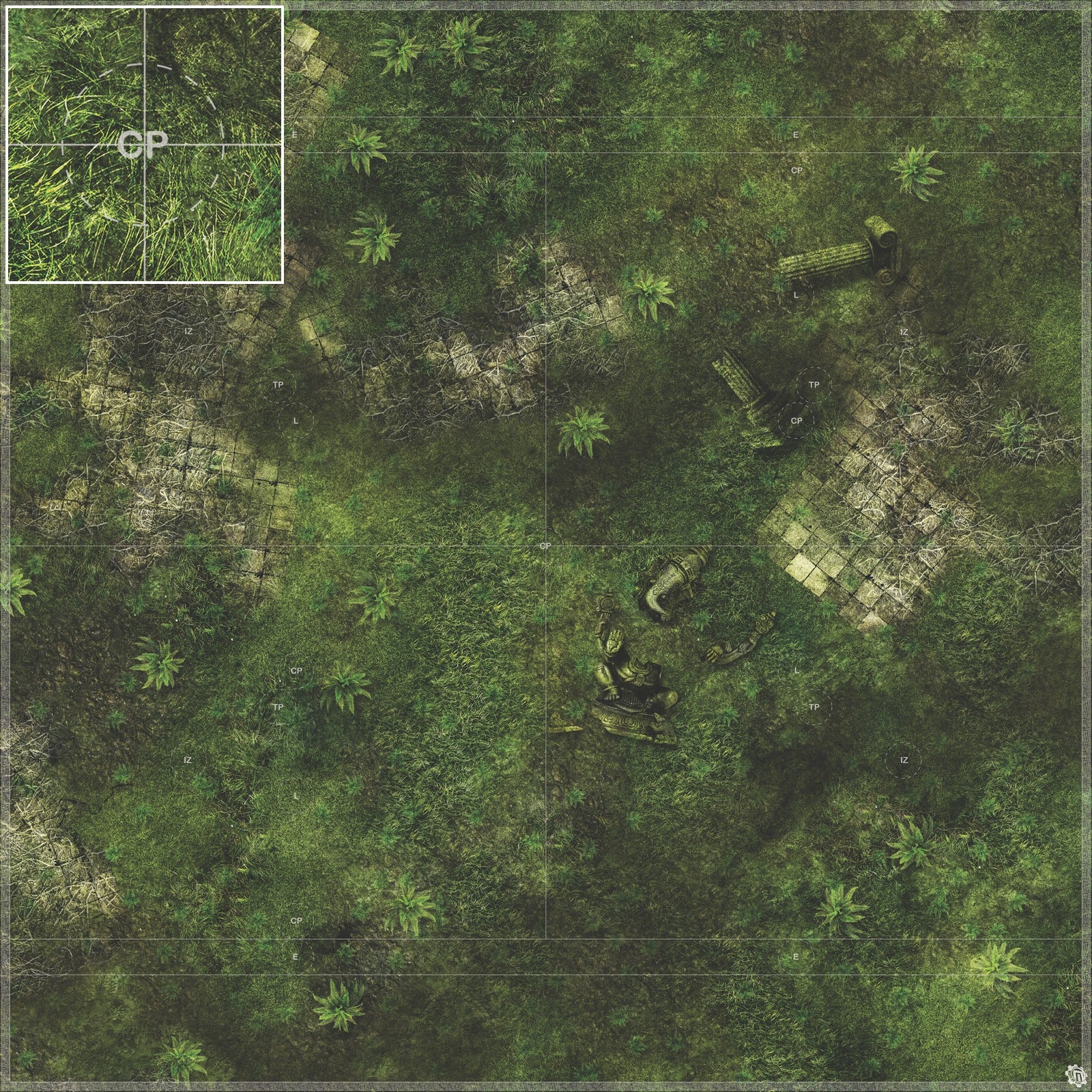 Mats by Mars: Forgotten Temple (Plaza) Tabletop Wargaming Play Mat