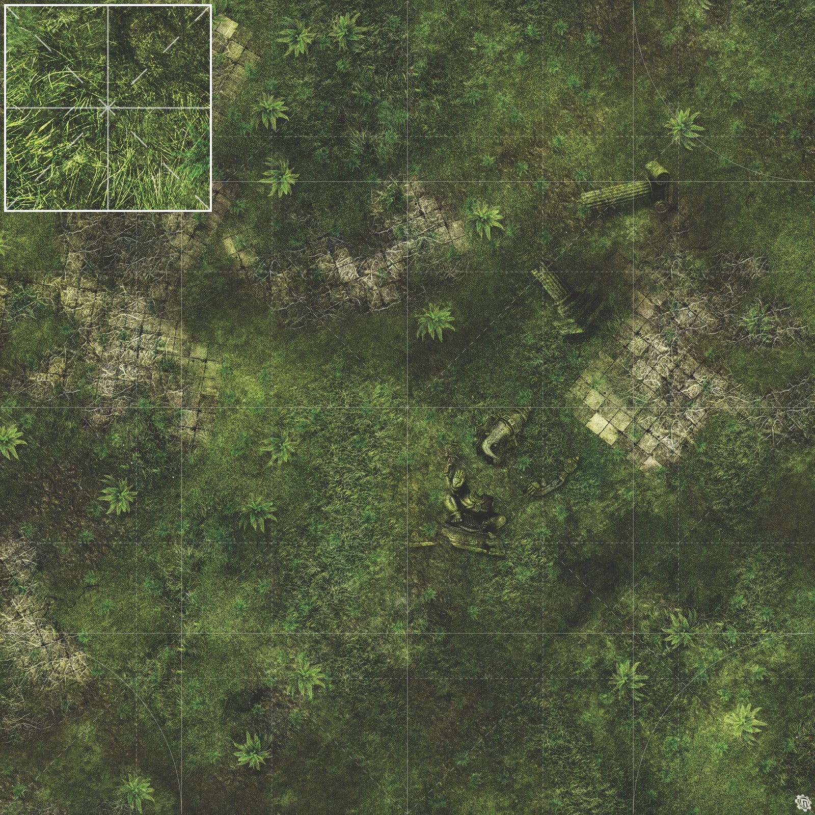 Mats by Mars: Forgotten Temple (Plaza) Tabletop Wargaming Play Mat