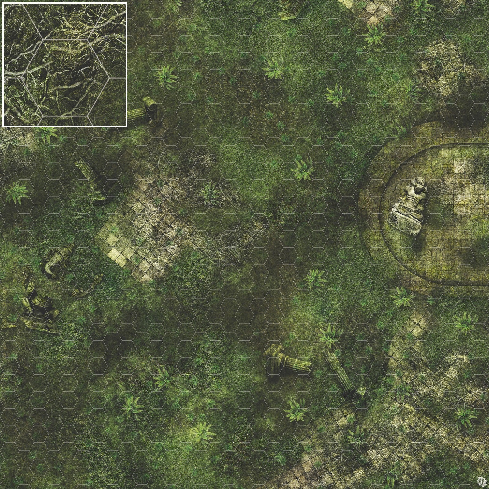Mats by Mars: Forgotten Temple (Basin) Tabletop Wargaming Play Mat