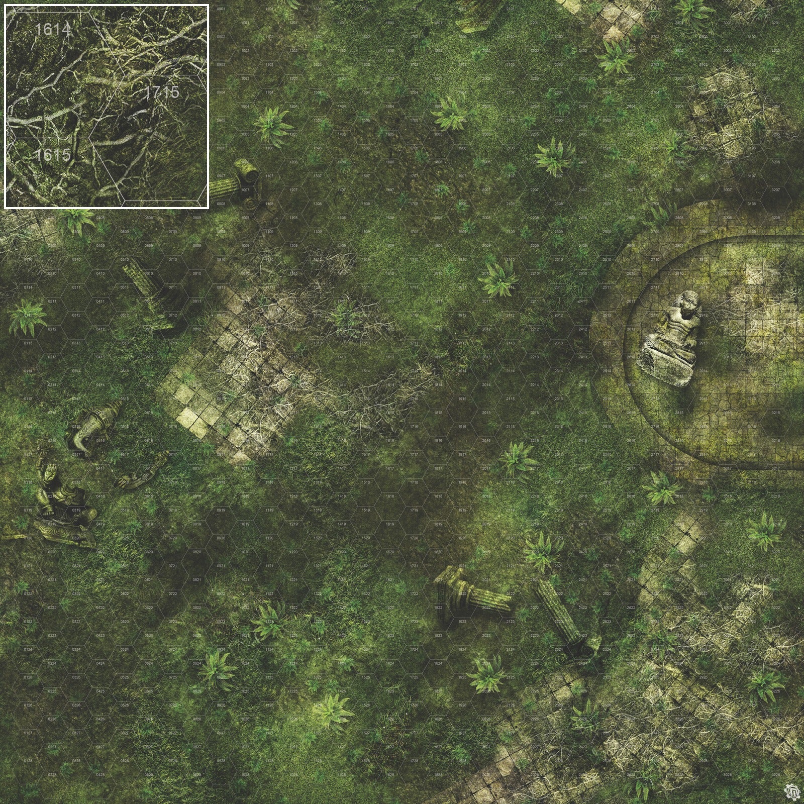 Mats by Mars: Forgotten Temple (Basin) Tabletop Wargaming Play Mat