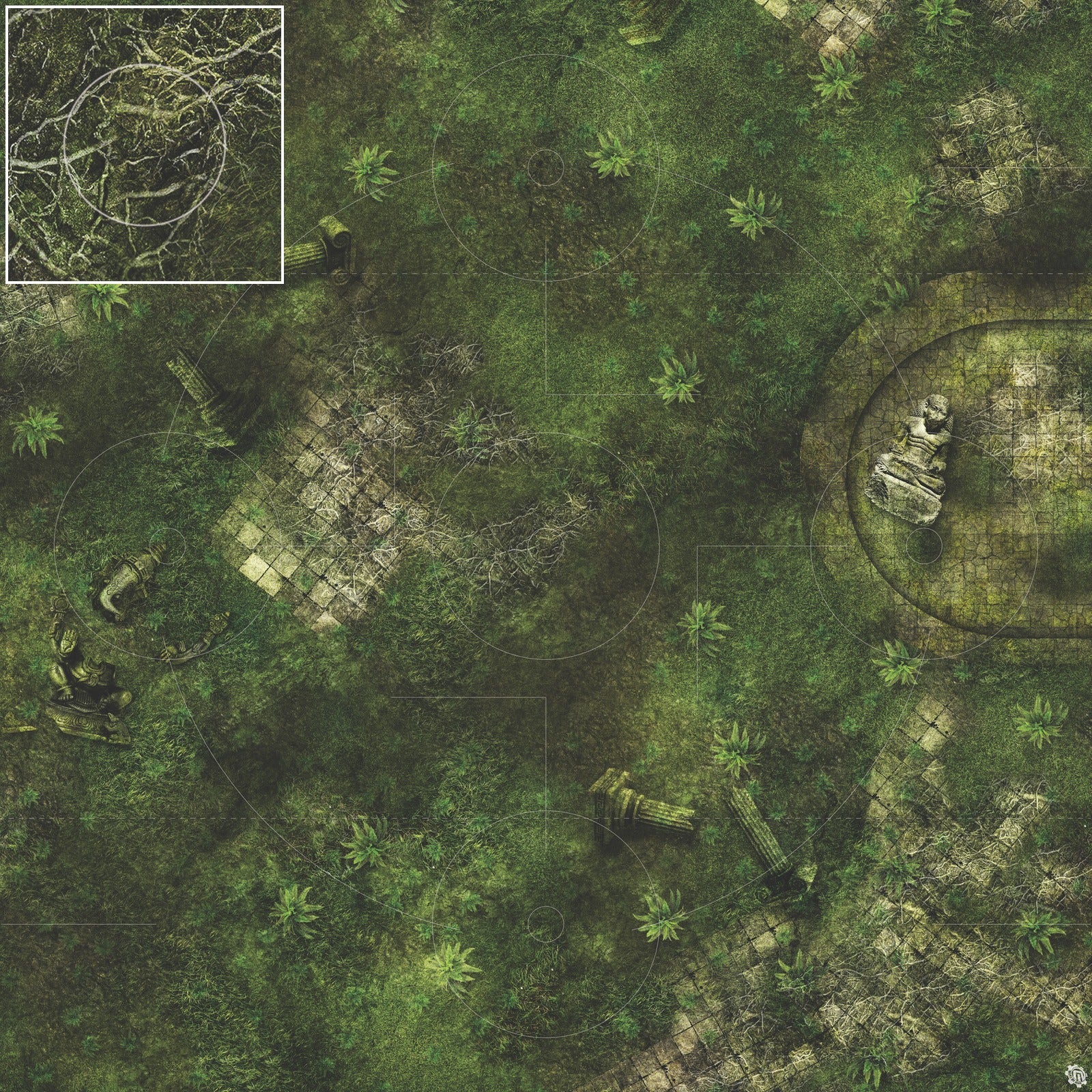 Mats by Mars: Forgotten Temple (Basin) Tabletop Wargaming Play Mat
