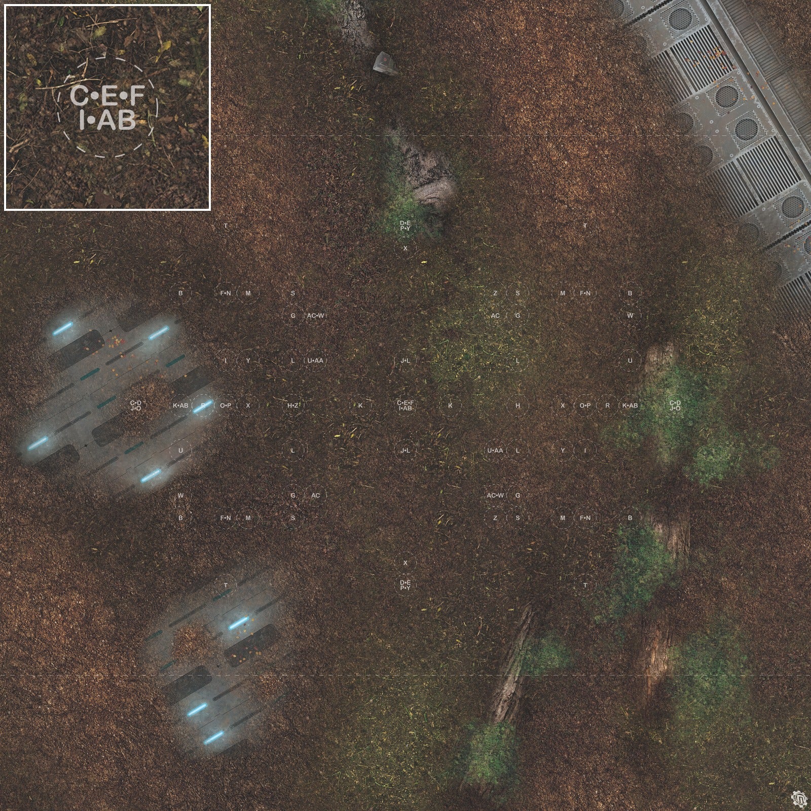 Mats by Mars: Hidden Outpost (Blue) Tabletop Wargaming Play Mat