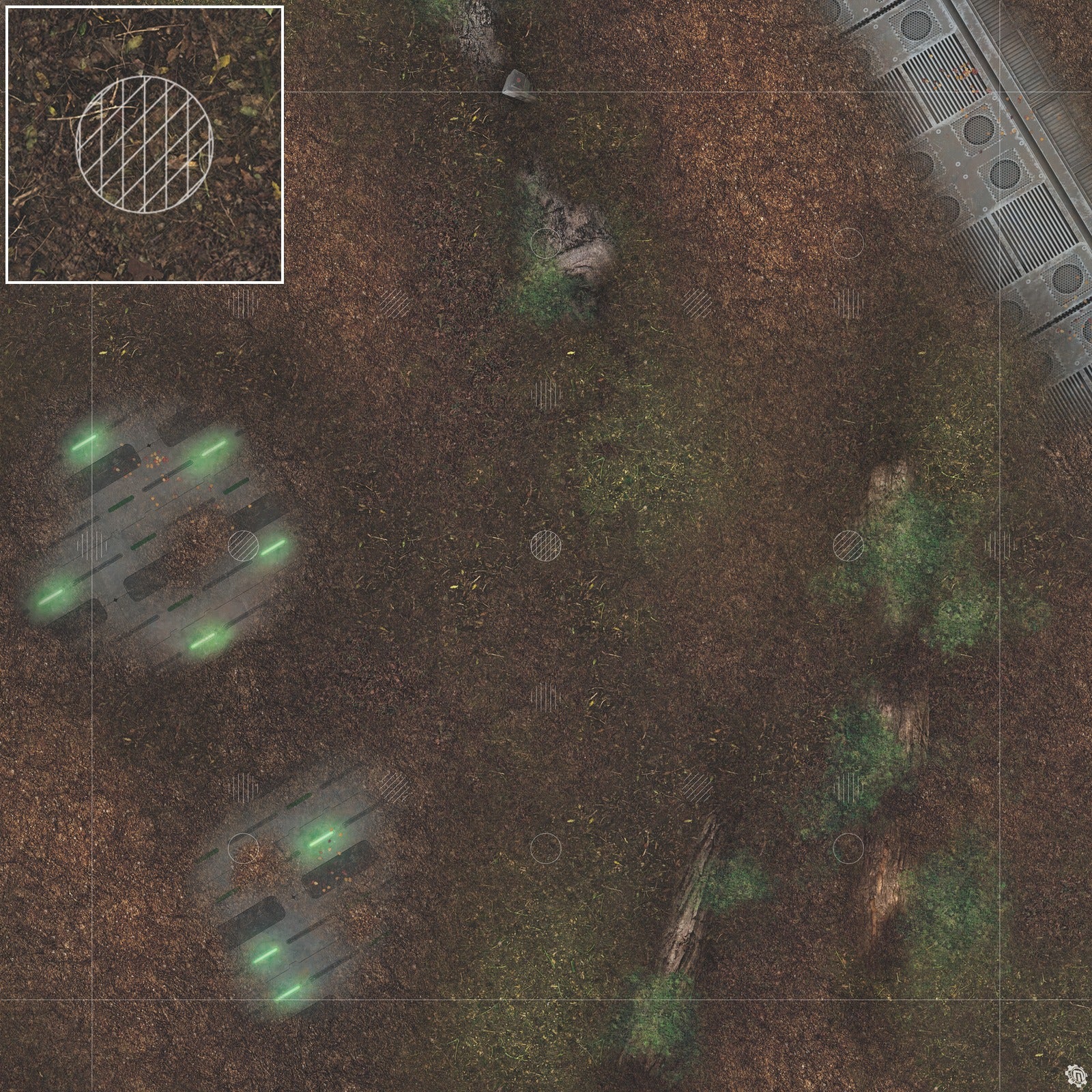 Mats by Mars: Hidden Outpost (Green) Tabletop Wargaming Play Mat