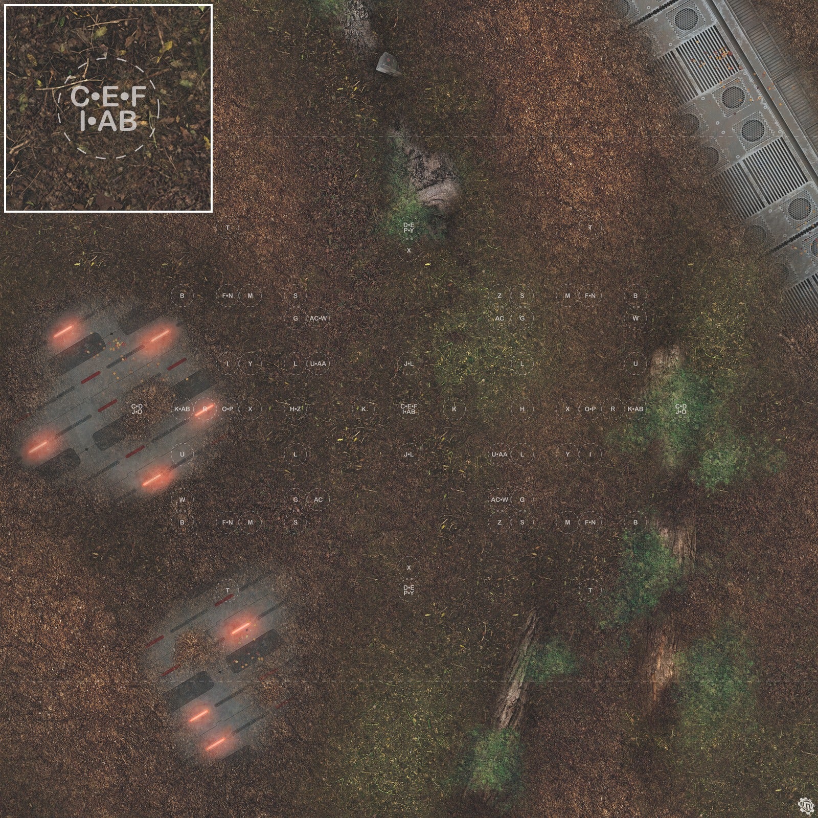 Mats by Mars: Hidden Outpost (Red) Tabletop Wargaming Play Mat