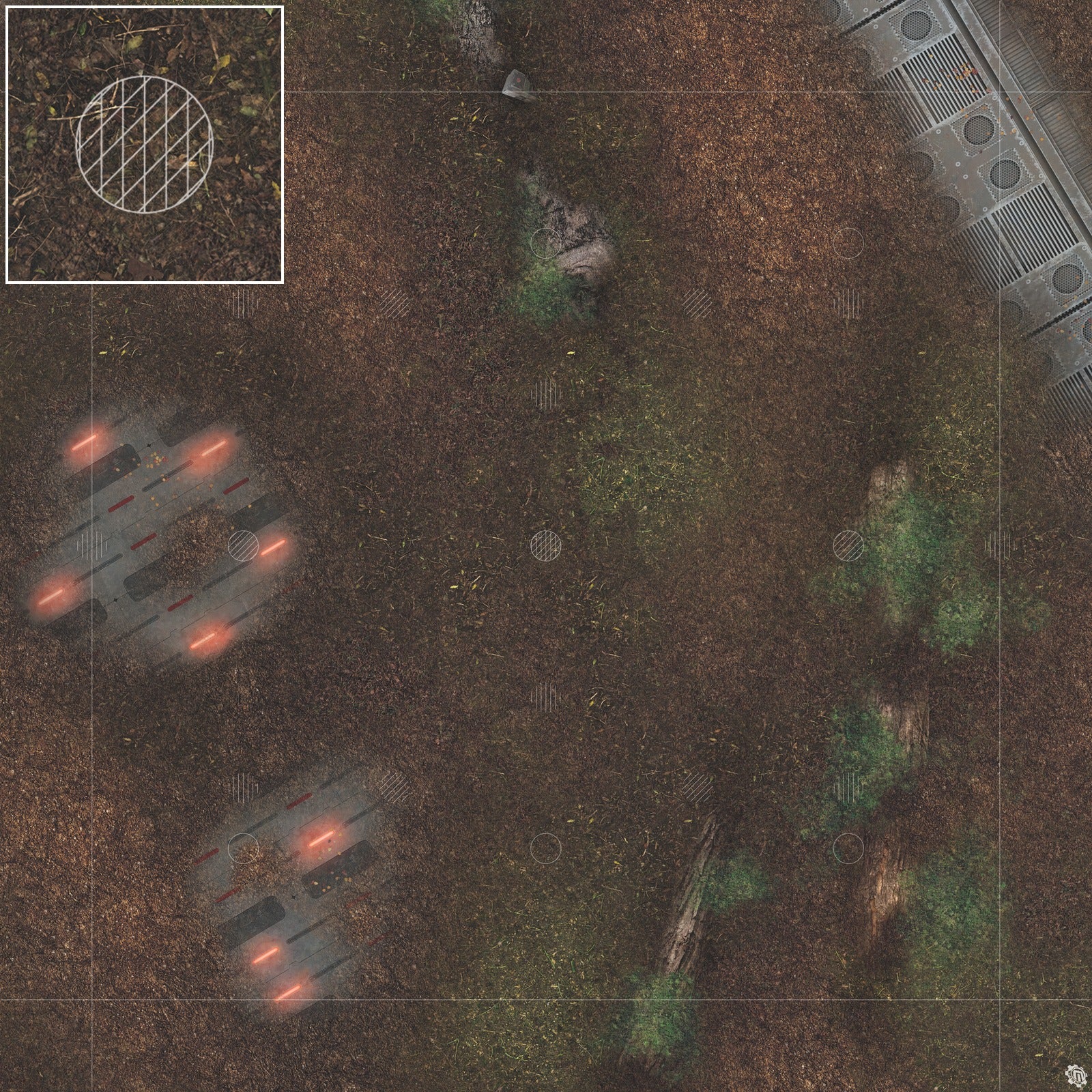Mats by Mars: Hidden Outpost (Red) Tabletop Wargaming Play Mat