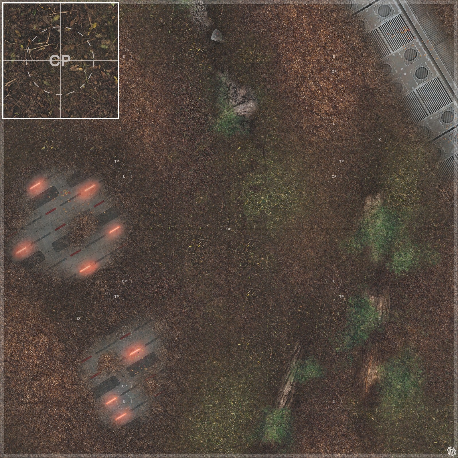 Mats by Mars: Hidden Outpost (Red) Tabletop Wargaming Play Mat