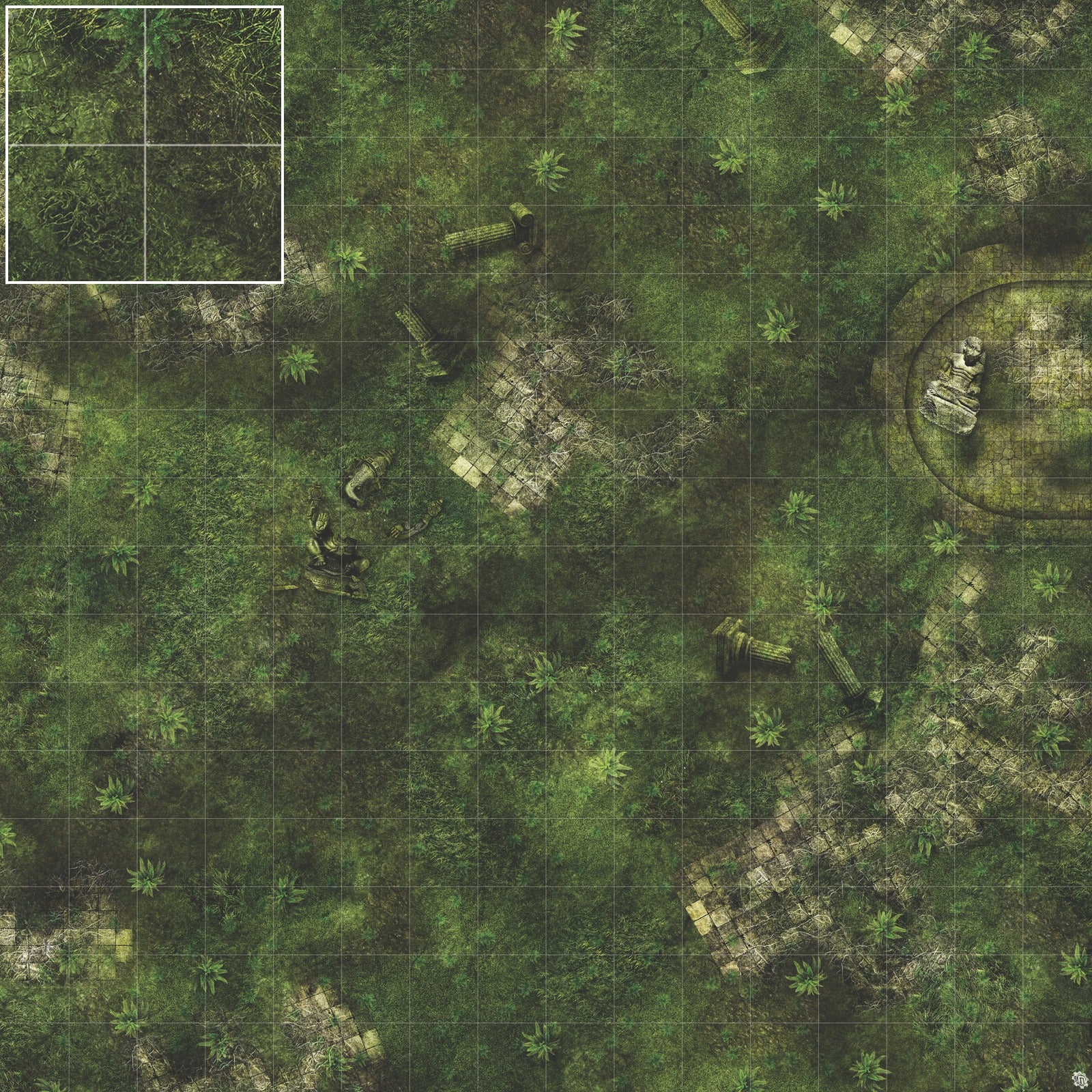Mats by Mars: Forgotten Temple (Basin) Tabletop Wargaming Play Mat