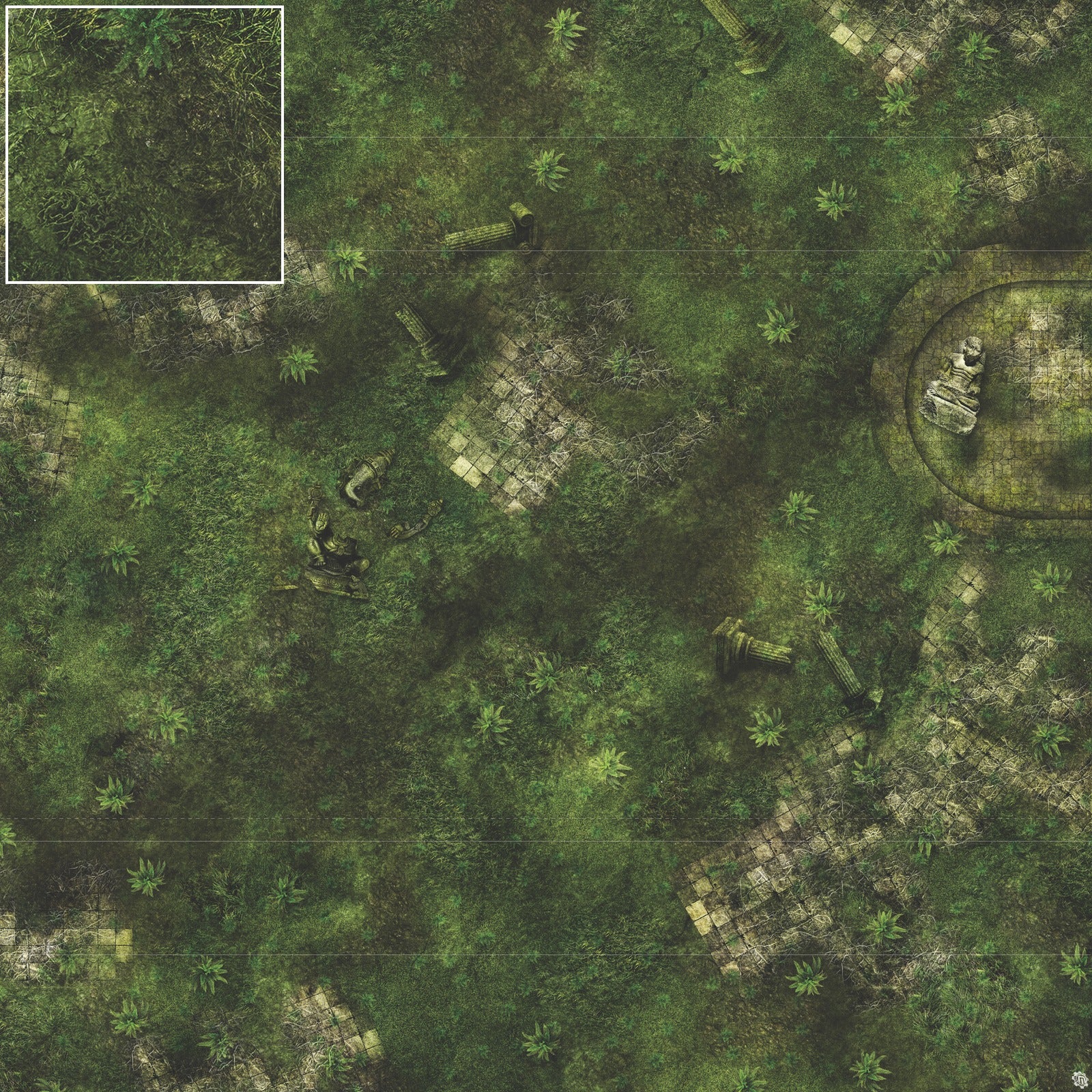 Mats by Mars: Forgotten Temple (Basin) Tabletop Wargaming Play Mat