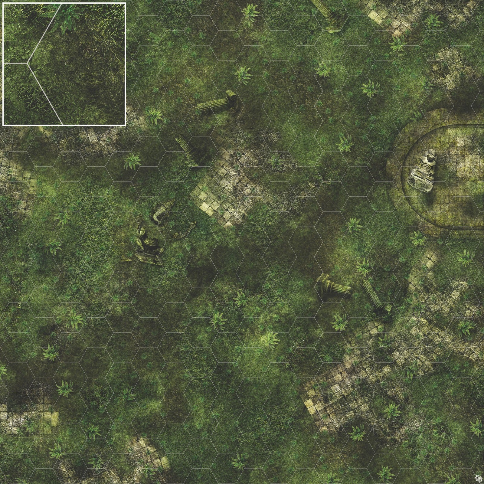 Mats by Mars: Forgotten Temple (Basin) Tabletop Wargaming Play Mat