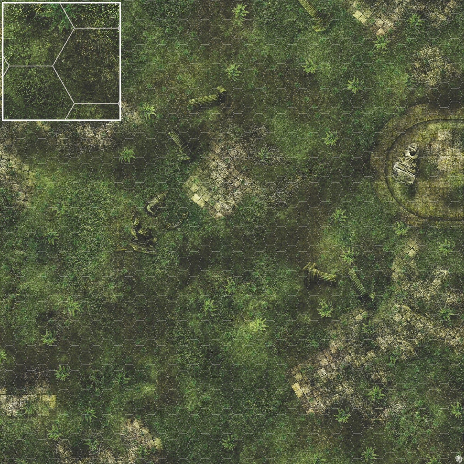 Mats by Mars: Forgotten Temple (Basin) Tabletop Wargaming Play Mat