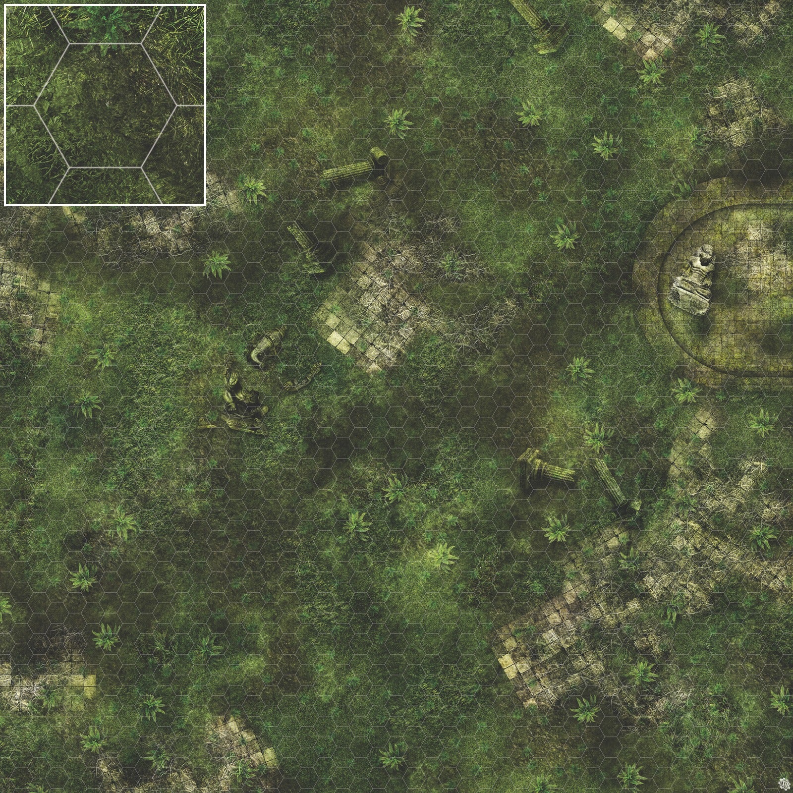 Mats by Mars: Forgotten Temple (Basin) Tabletop Wargaming Play Mat