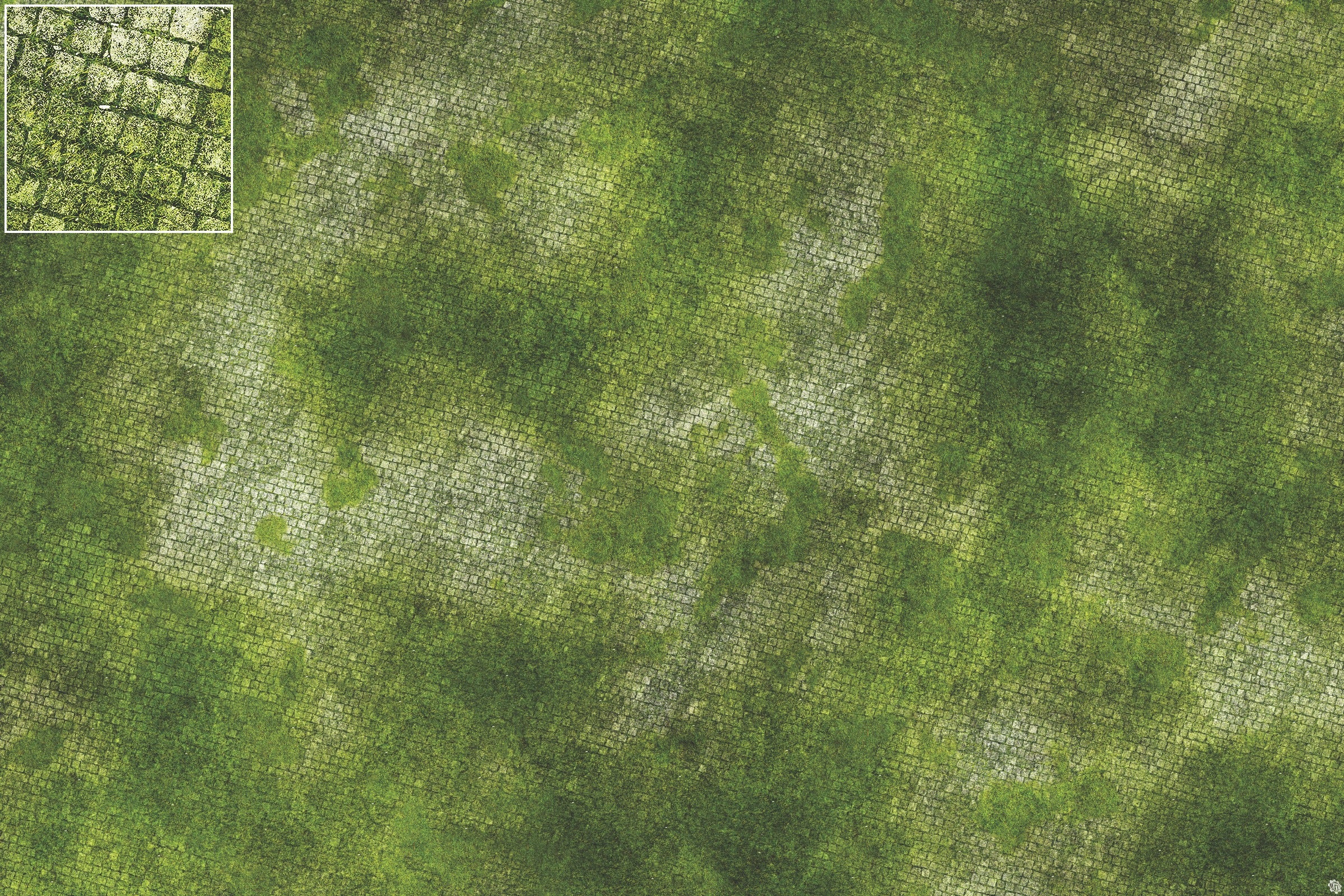 Mats by Mars: Overgrown Cobbles Tabletop Wargaming Play Mat